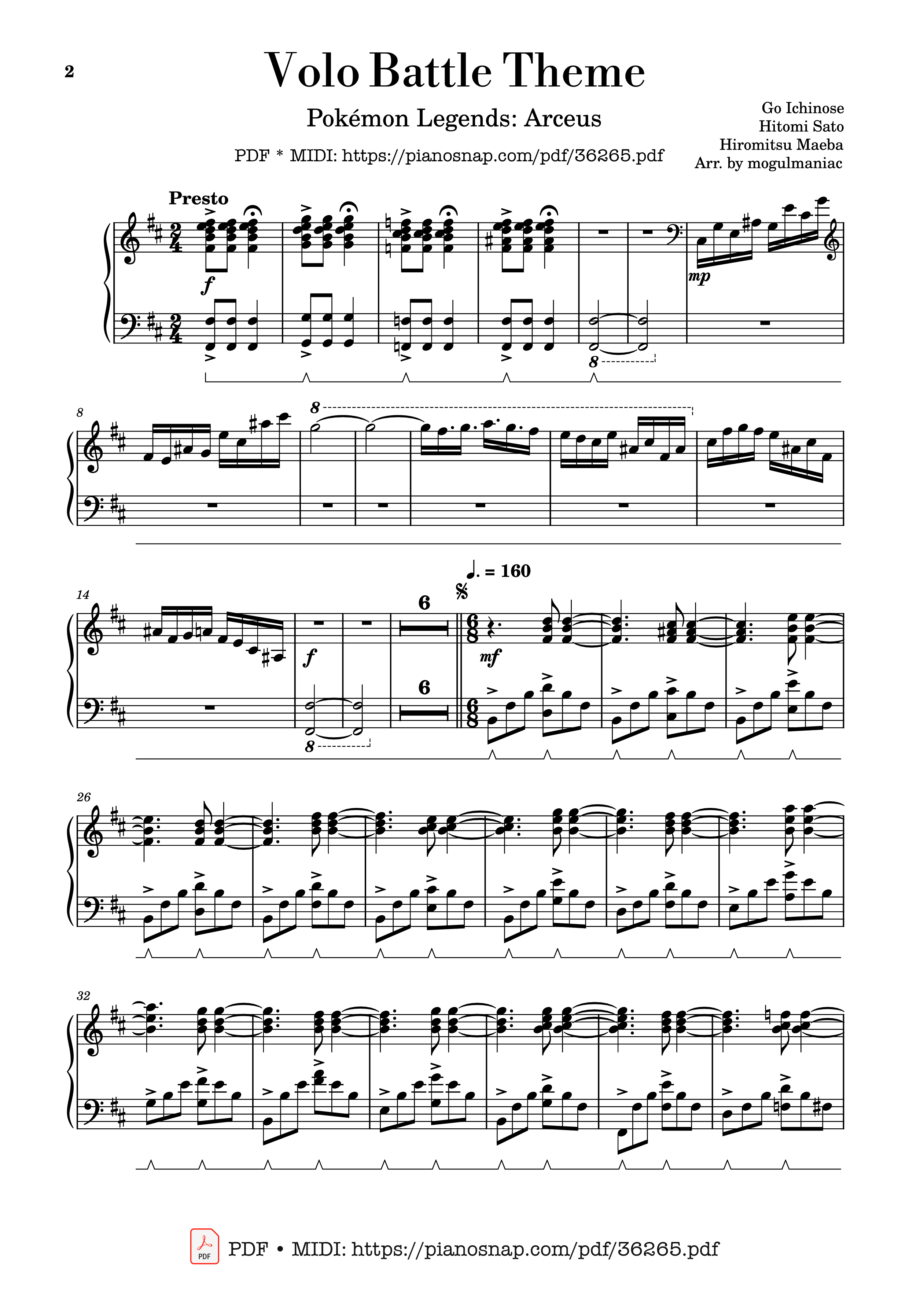 Page 1 of Sheet music PDF Piano Volo Battle Theme - Pokémon Legends: Arceus, Solo Piano - Go Ichinose