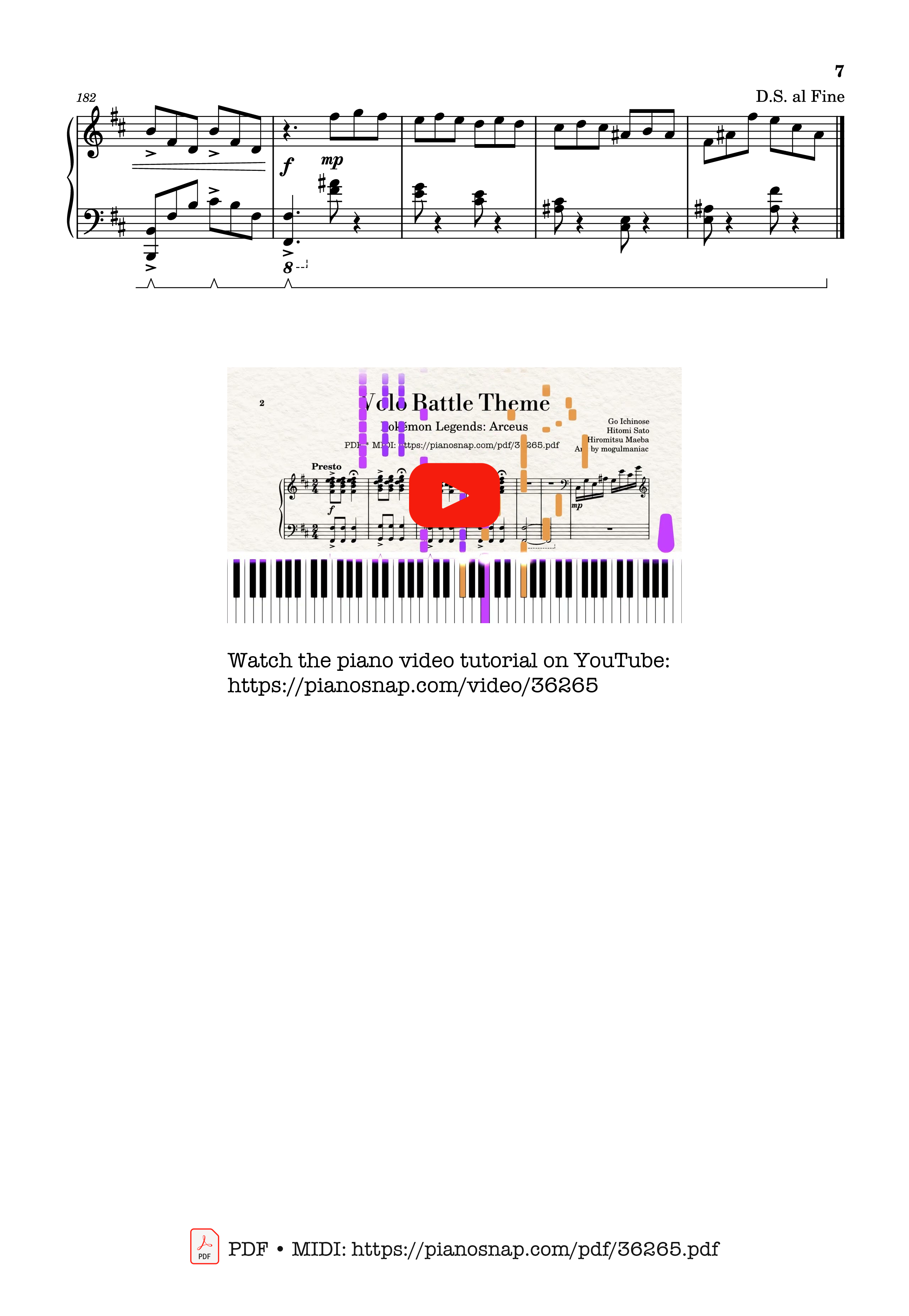 Page 6 of Sheet music PDF Piano Volo Battle Theme - Pokémon Legends: Arceus, Solo Piano - Go Ichinose