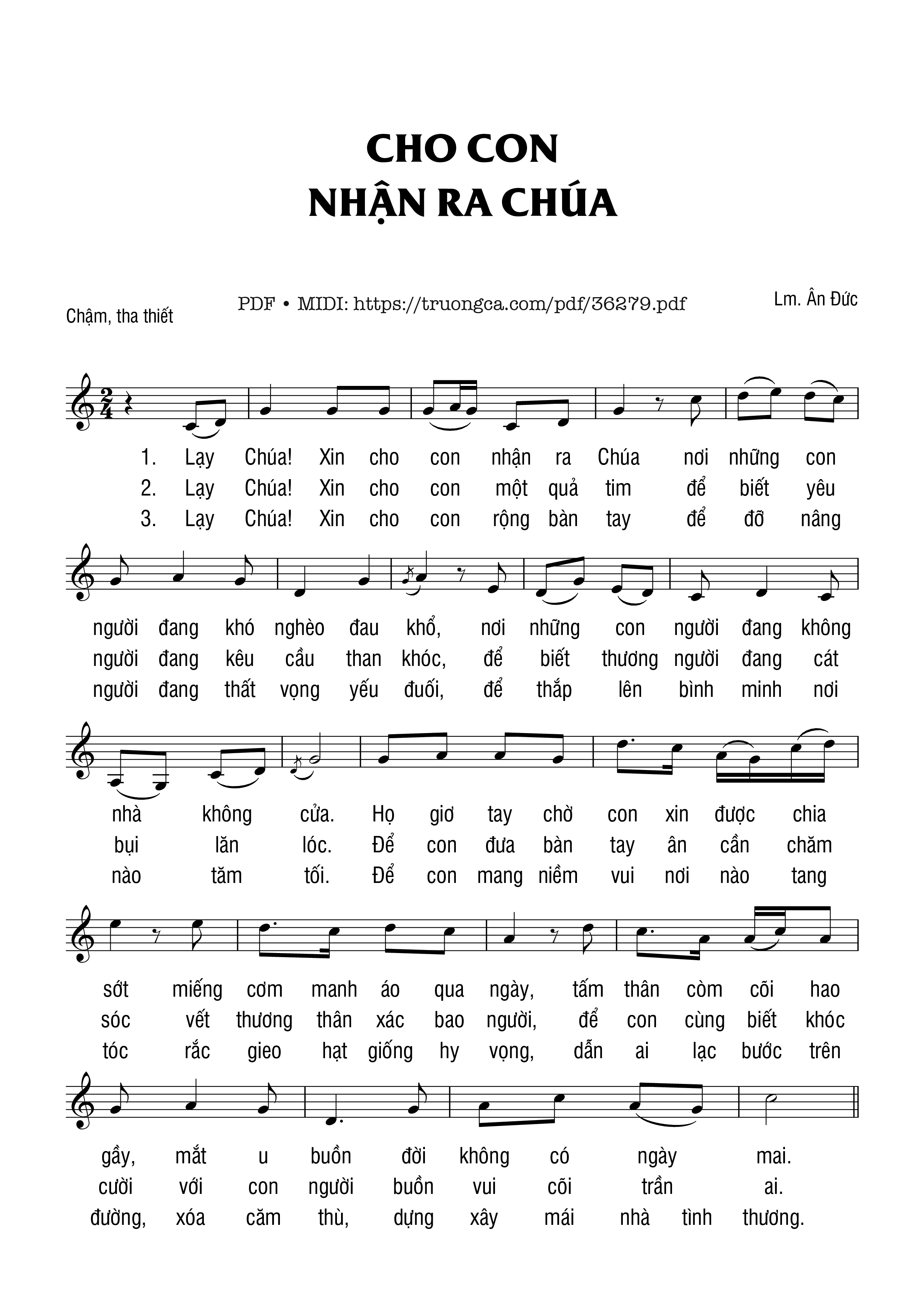 Page 1 of Sheet music PDF Cho Con Nhận Ra Chúa - Ân Đức
