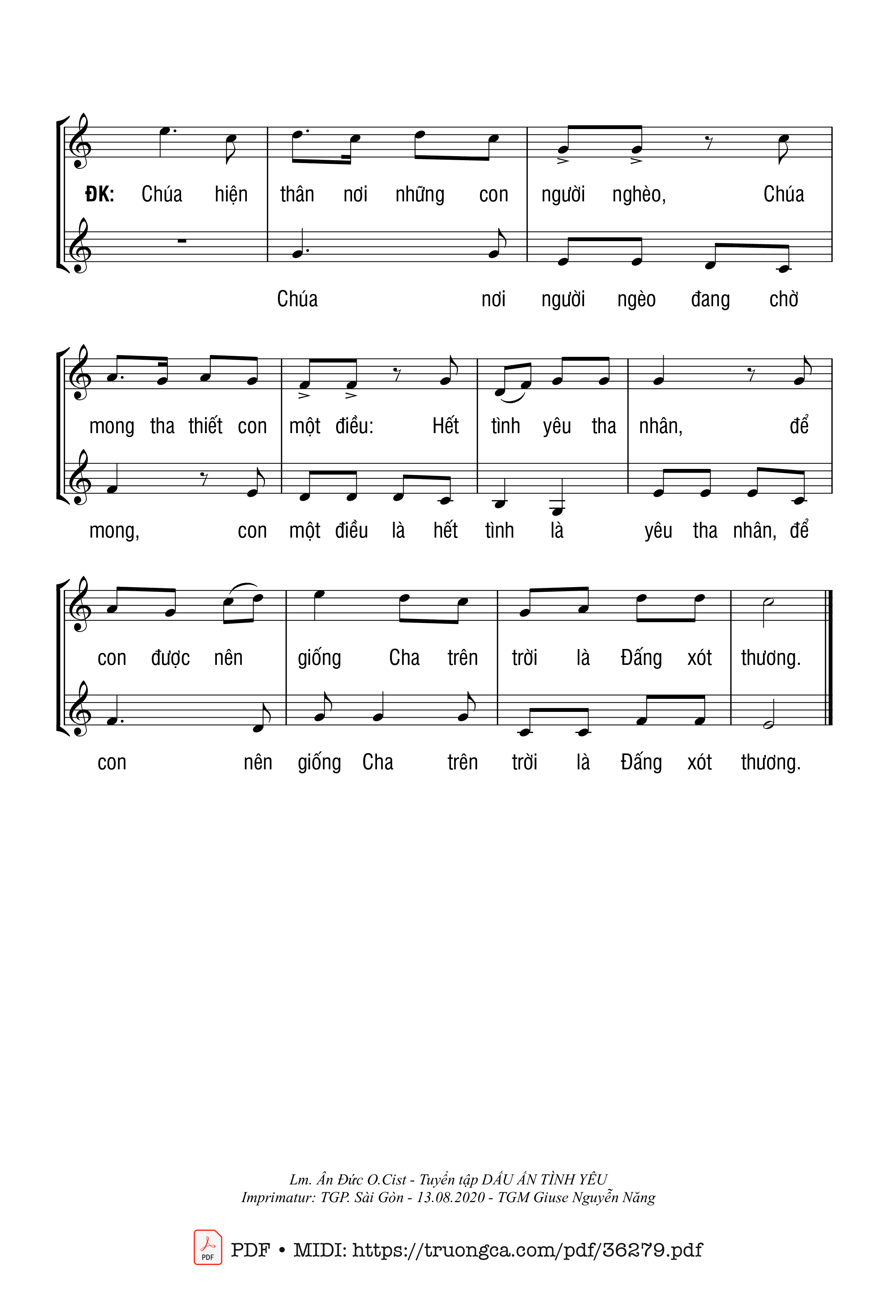Page 2 of Sheet music PDF Cho Con Nhận Ra Chúa - Ân Đức