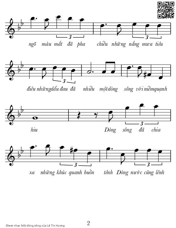Page 2 of Sheet music PDF Một dòng sông - Lê Tín Hương