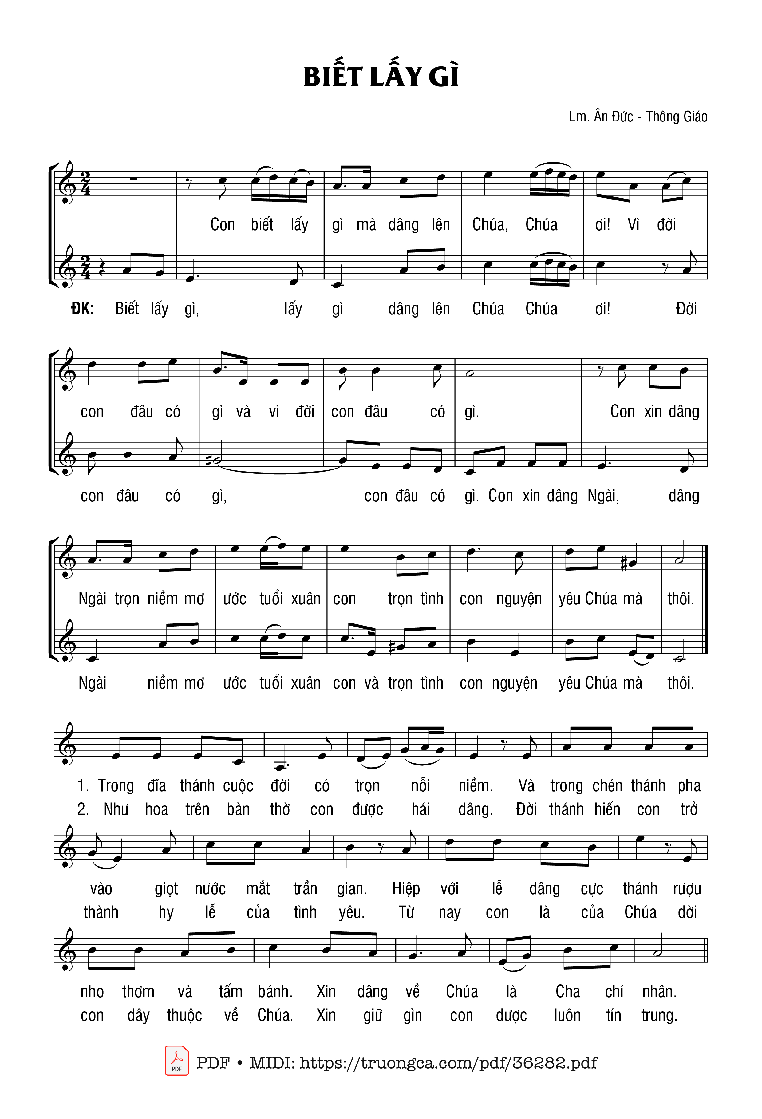 Page 1 of Sheet music PDF Biết Lấy Gì - Ân Đức &Amp; Thông Giáo