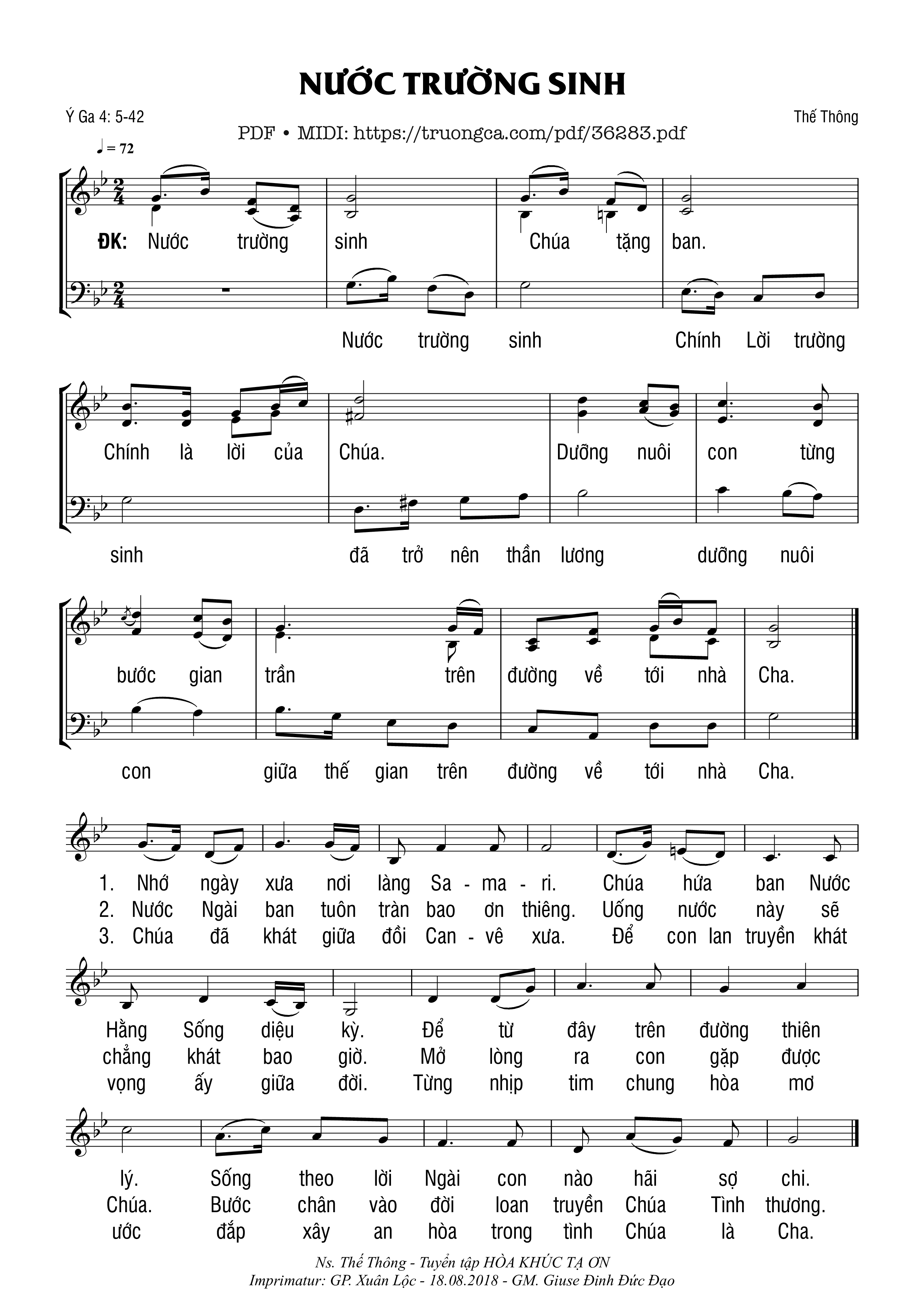 Page 1 of Sheet music PDF Nước Trường Sinh - Thế Thông