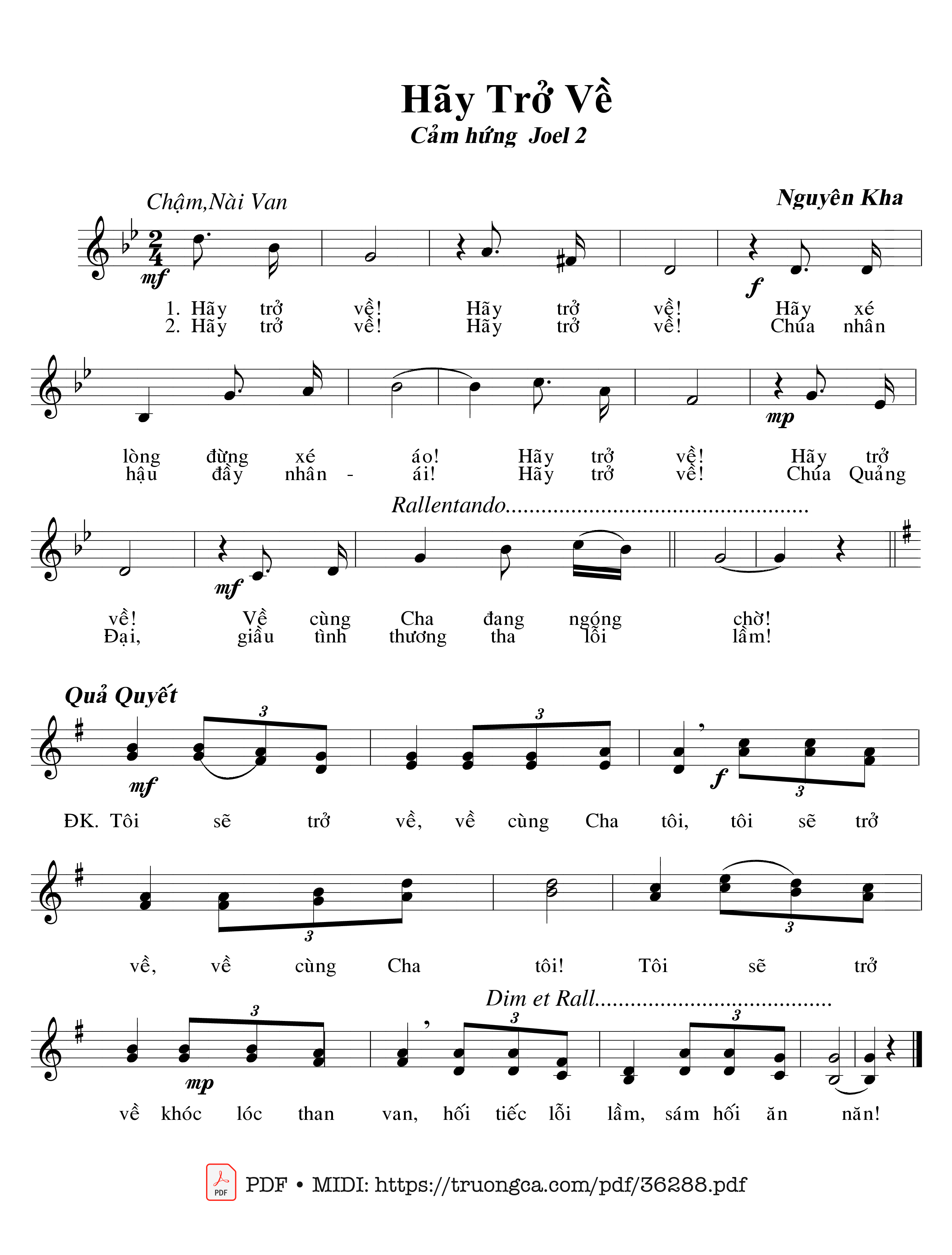 Page 1 of Sheet music PDF Hãy Trở Về - Nguyên Kha