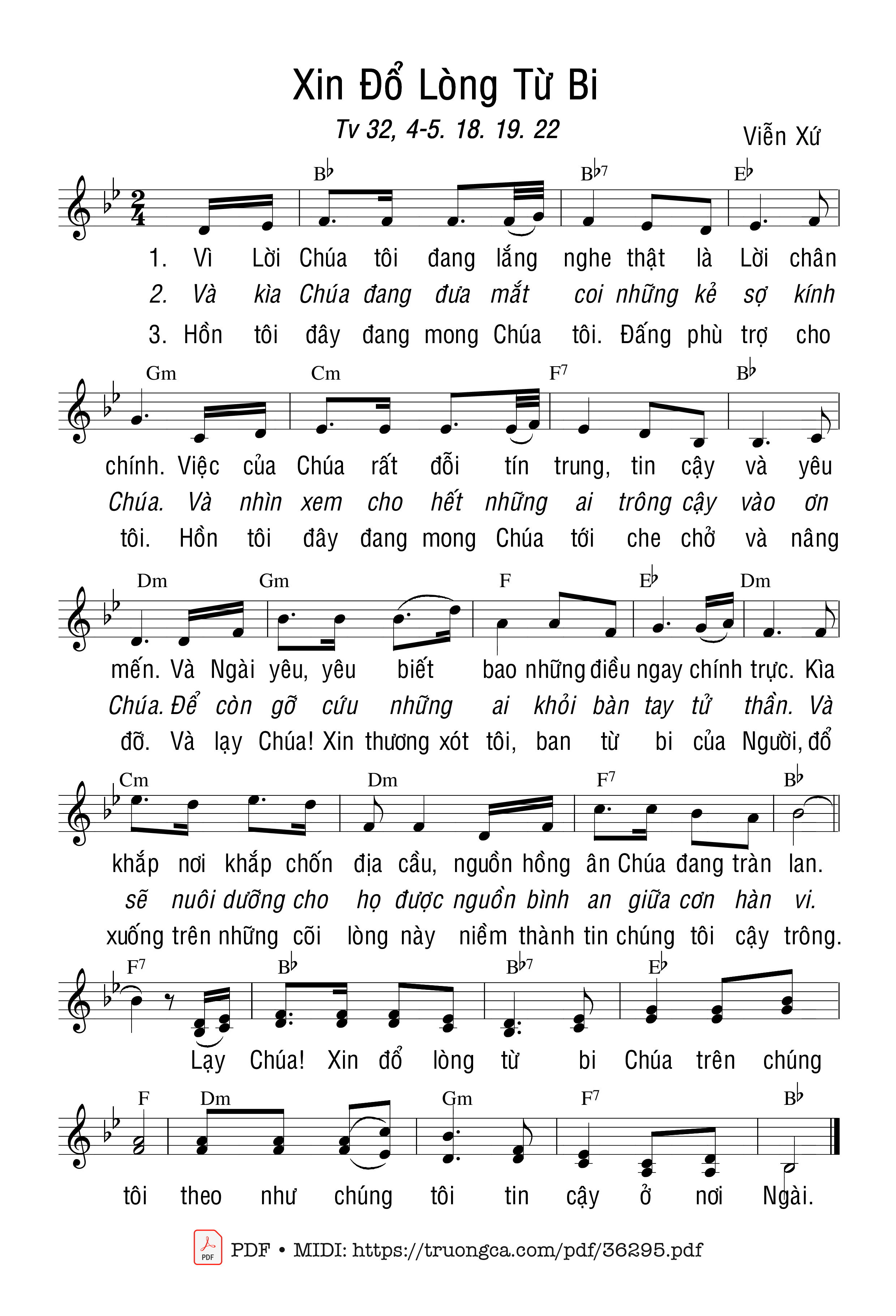 Page 1 of Sheet music PDF Thánh Vịnh 32, Xin Đổ Lòng Từ Bi - Viễn Xứ