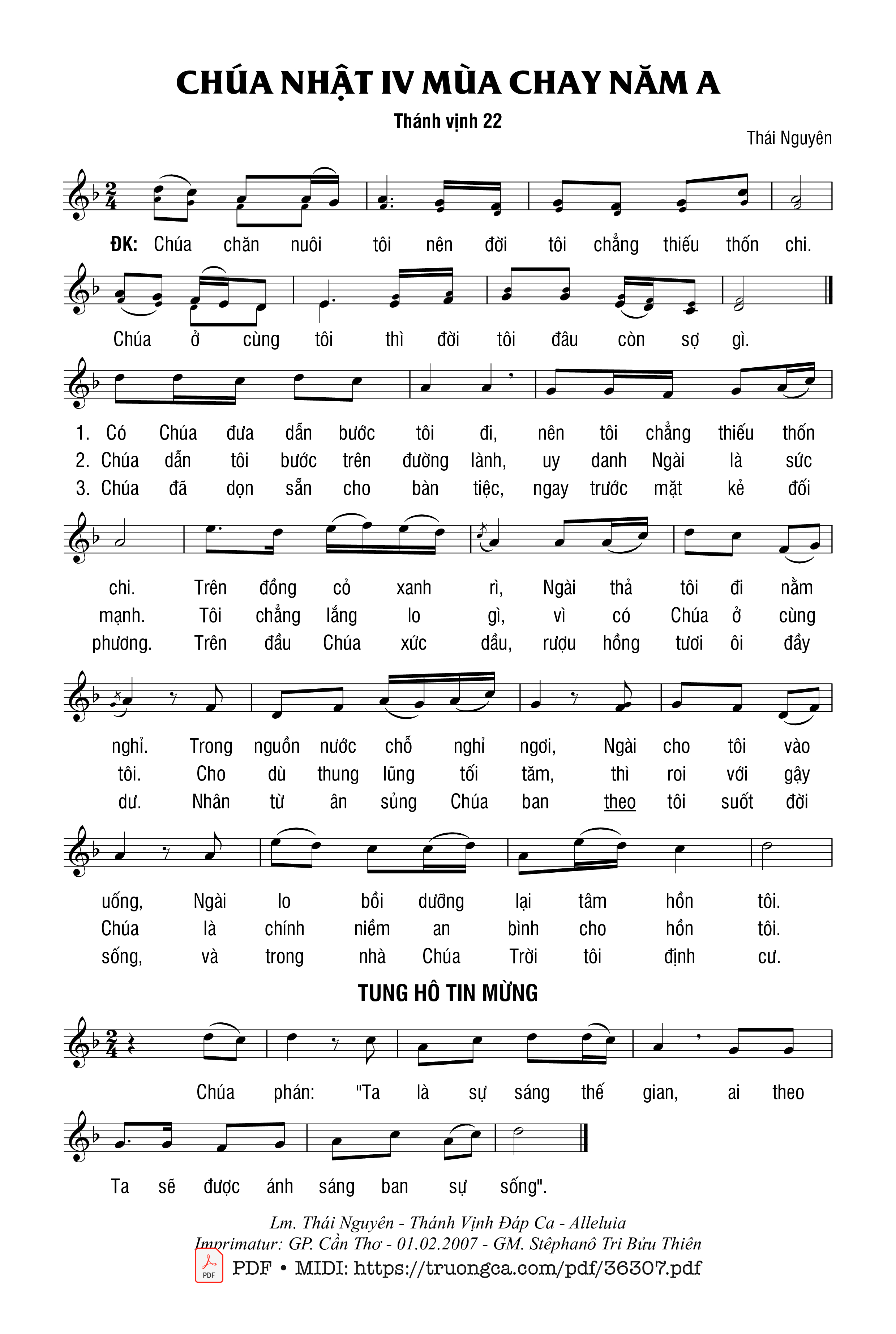 Page 1 of Sheet music PDF Thánh Vịnh 22, Chúa Nhật 4A Mùa Chay - Thái Nguyên