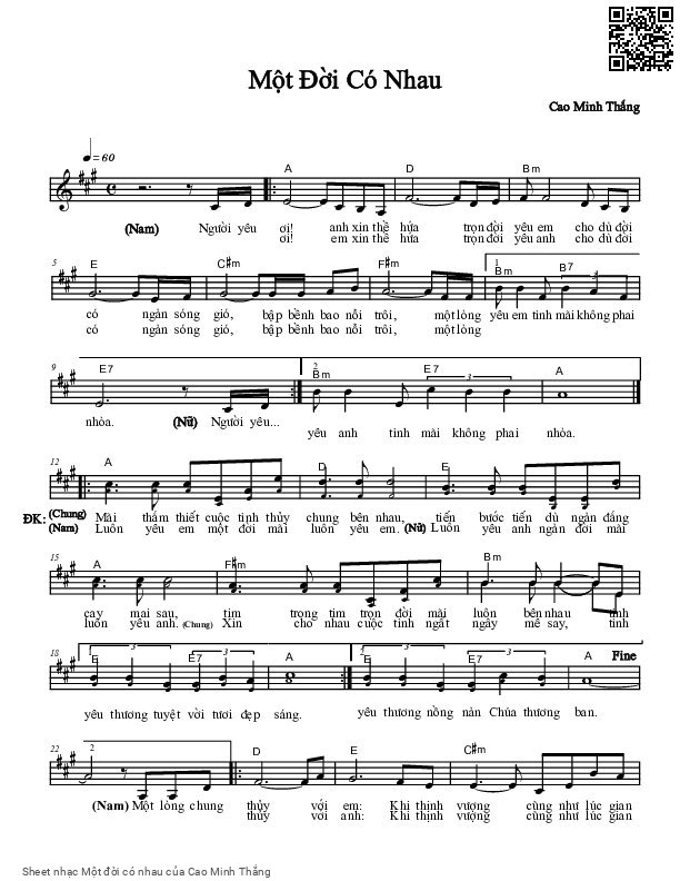 Sheet PDF of Một đời có nhau