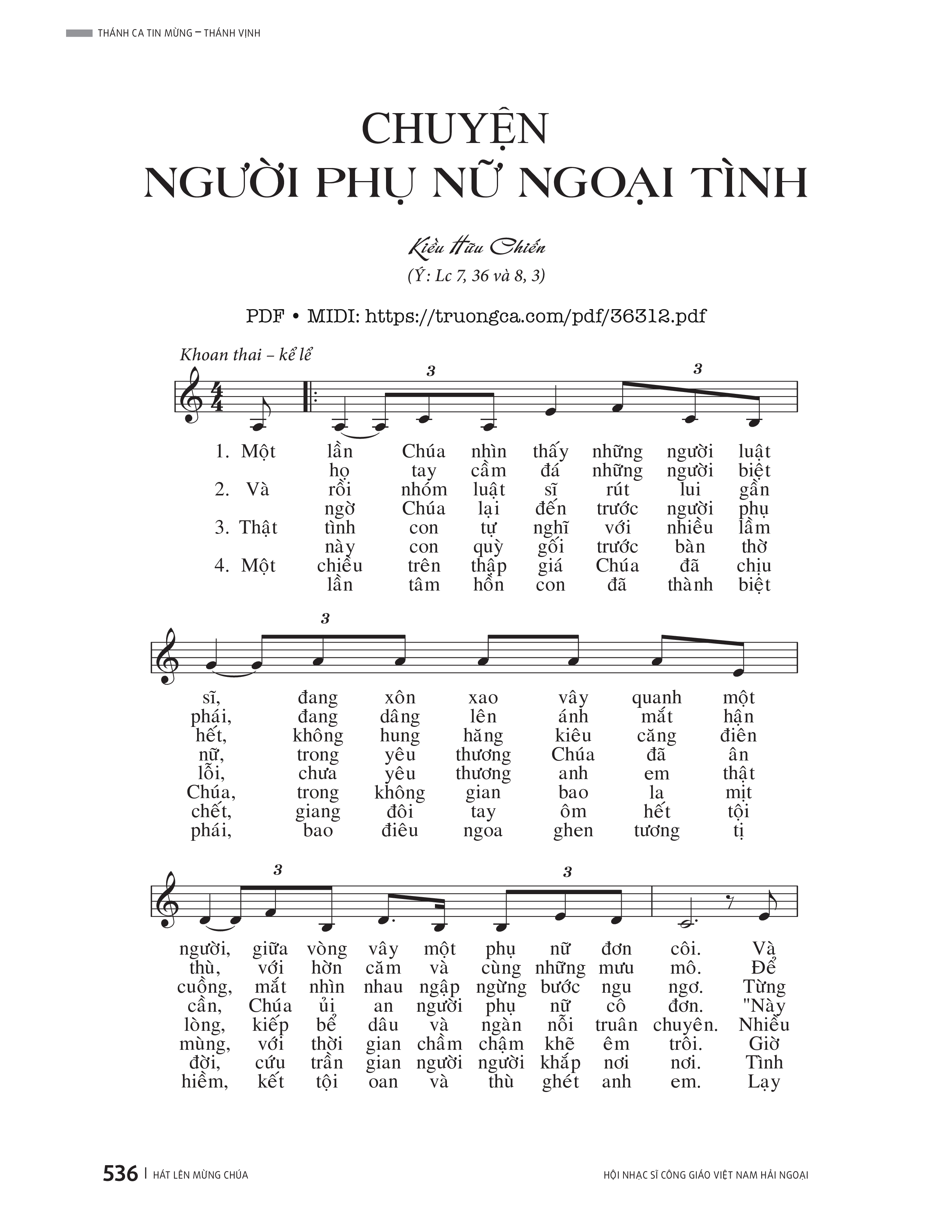 Page 1 of Sheet music PDF Chuyện người phụ nữ ngoại tình - Kiều Hữu Chiến