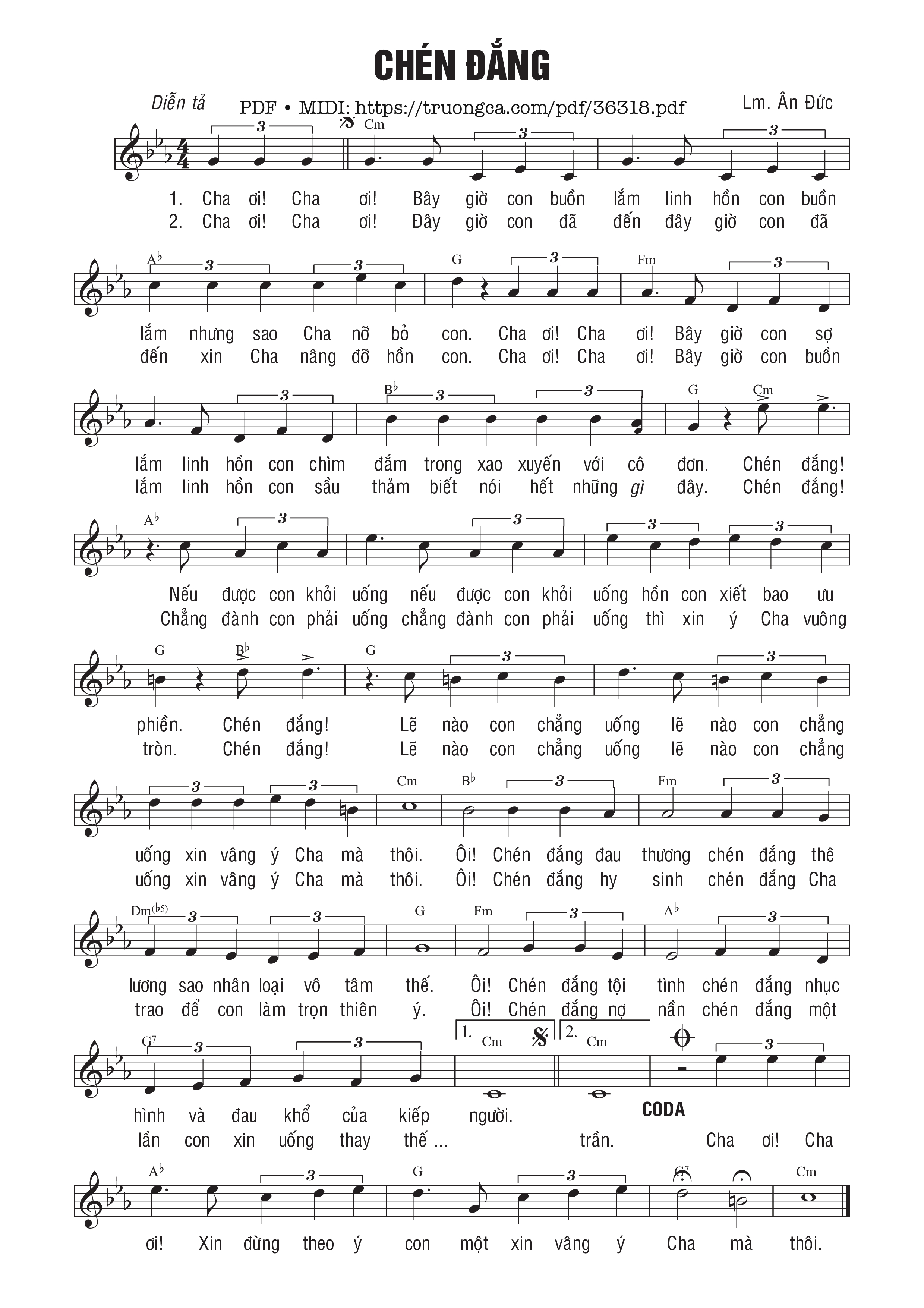 Page 1 of Sheet music PDF Chén Đắng - Ân Đức
