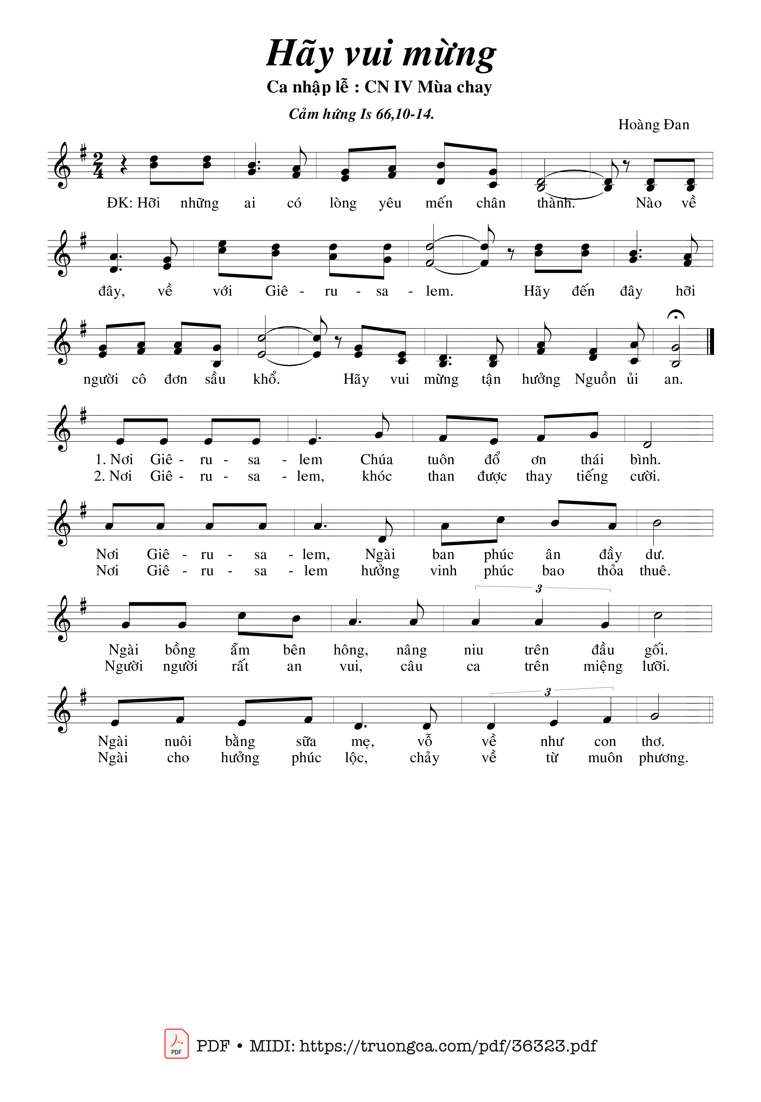 Page 1 of Sheet music PDF Hãy Vui Mừng - Hoàng Đan