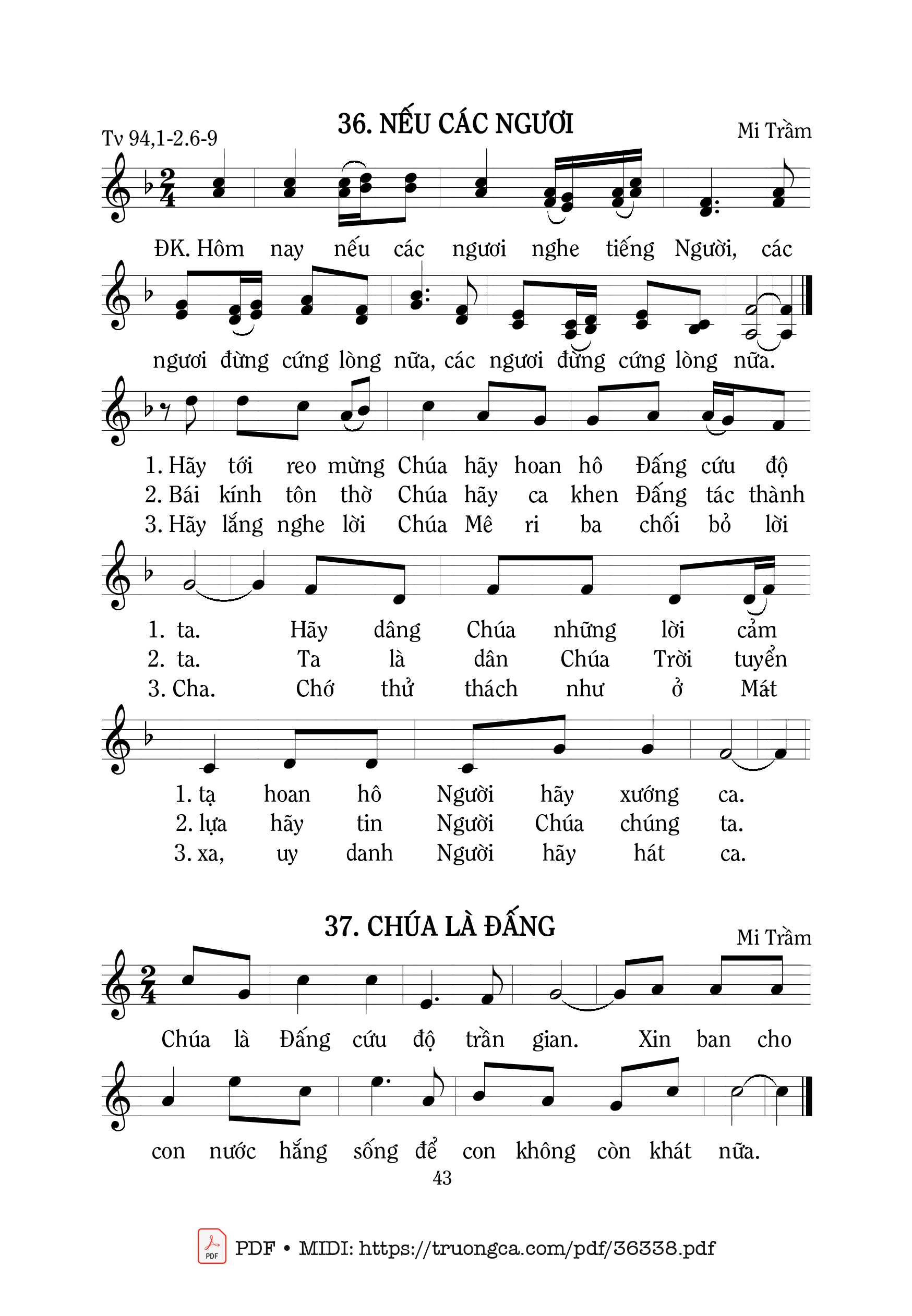 Page 1 of Sheet music PDF Thánh Vịnh 94, Nếu Các Ngươi - Mi Trầm