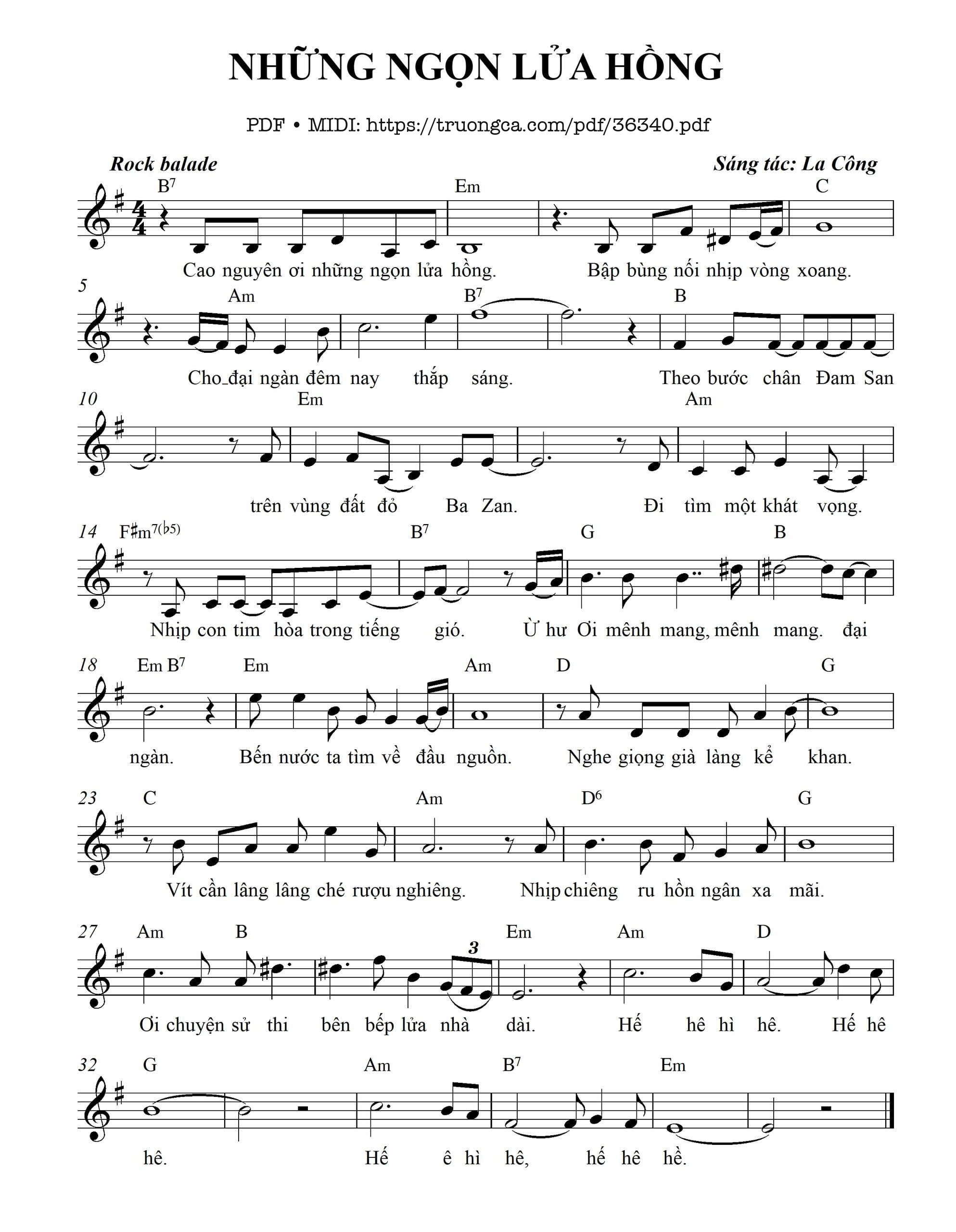 Page 1 of Sheet music PDF Những ngọn lửa hồng - La Công
