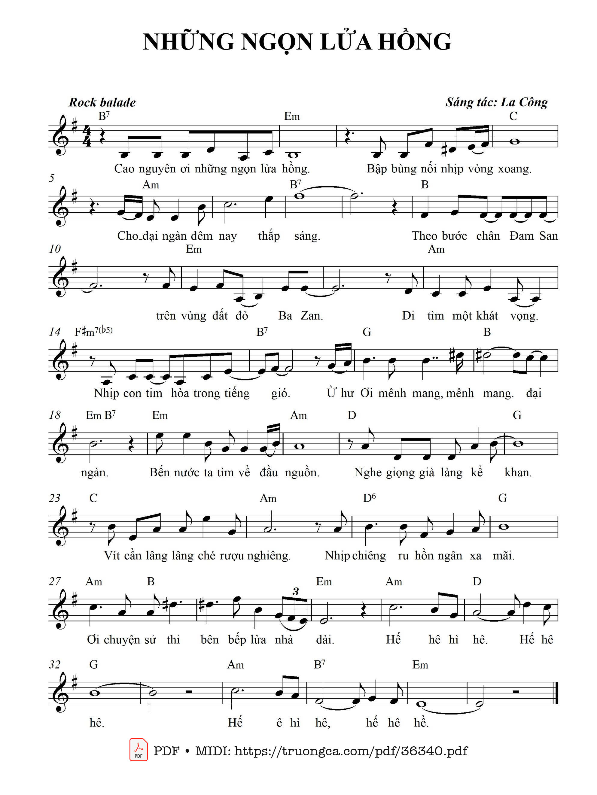 Page 2 of Sheet music PDF Những ngọn lửa hồng - La Công