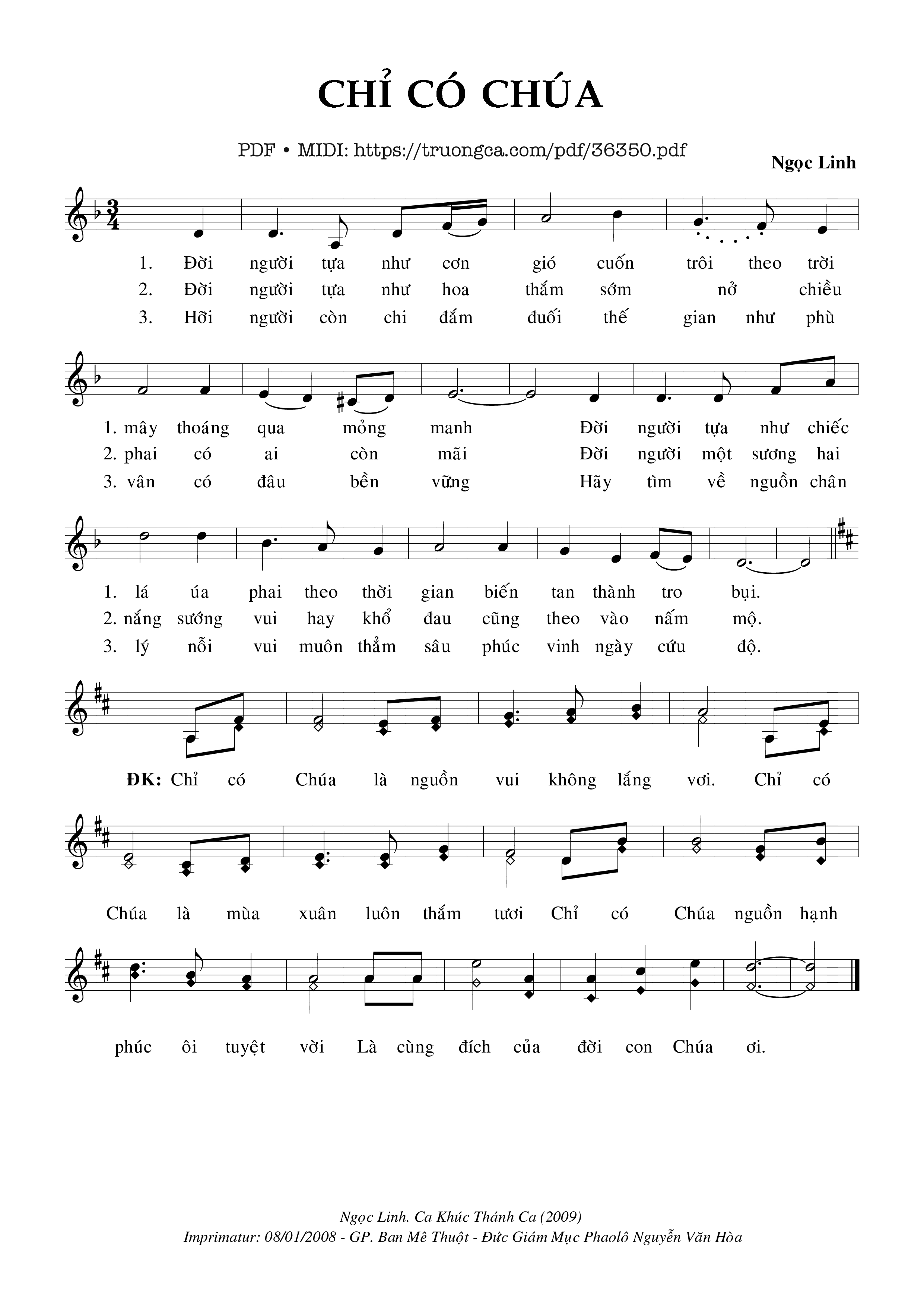 Page 1 of Sheet music PDF Chỉ Có Chúa - Ngọc Linh