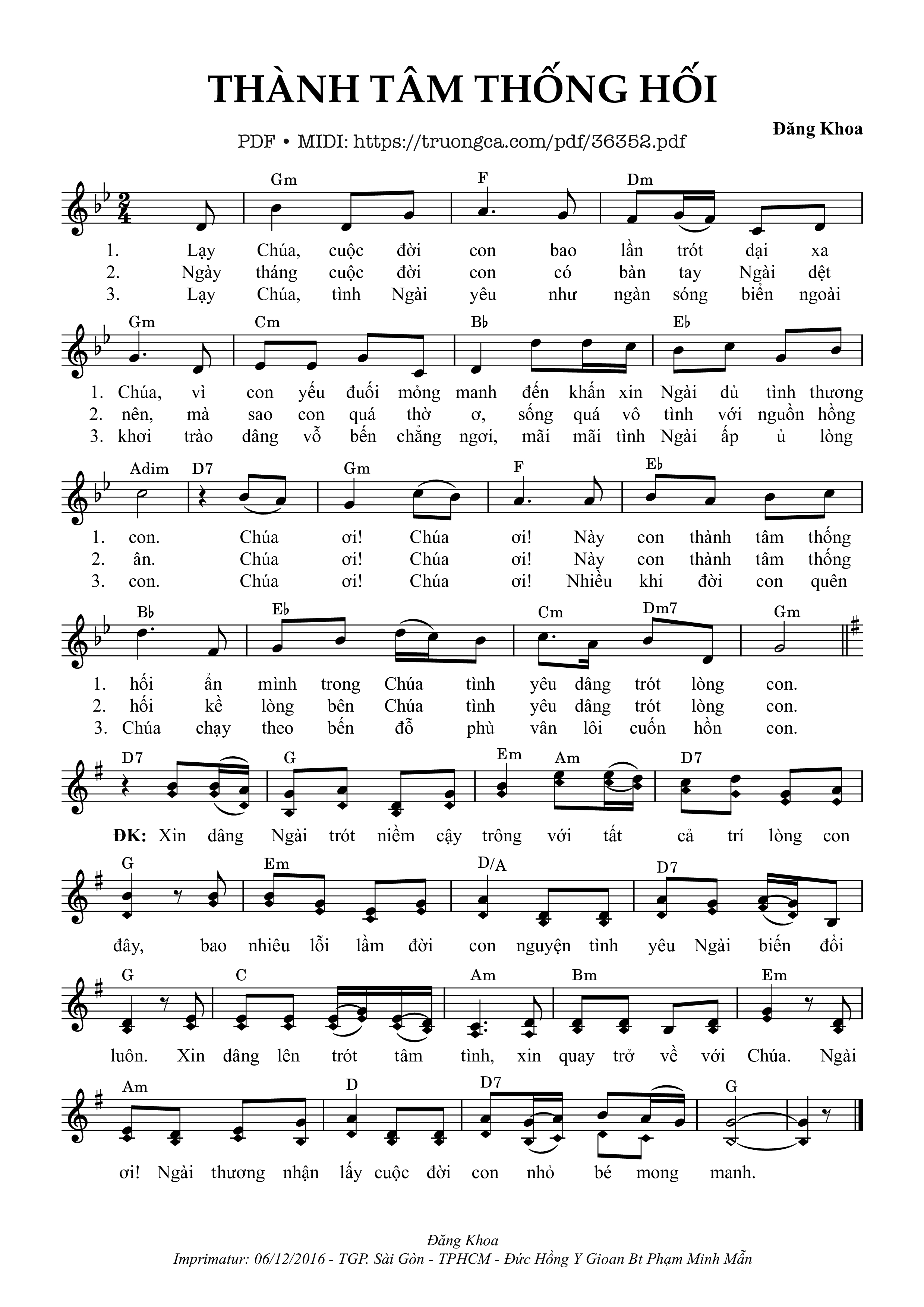 Page 1 of Sheet music PDF Thành Tâm Thống Hối - Đăng Khoa