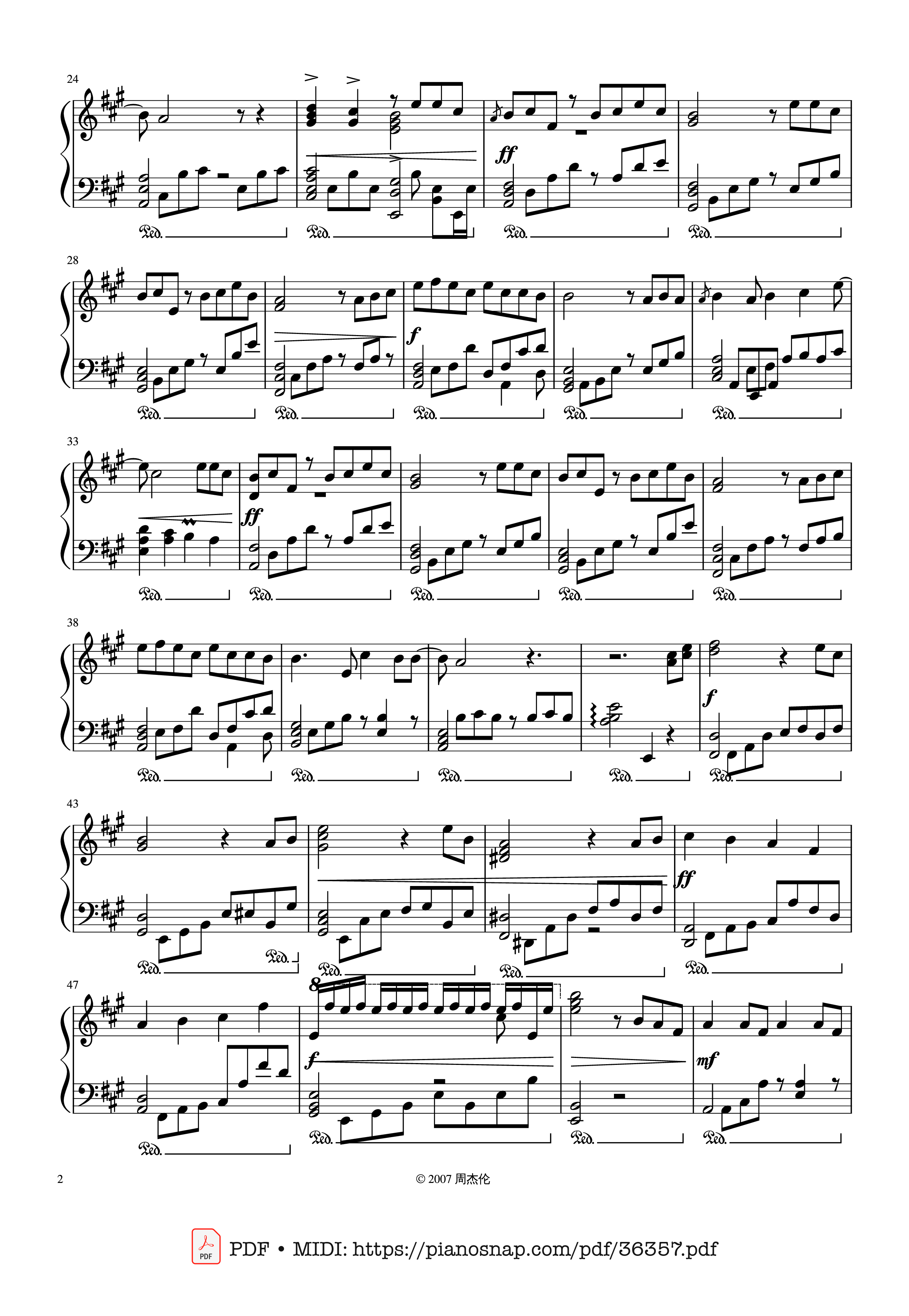 Page 2 of Sheet music PDF Piano 青花瓷 (Blue and White Porcelain) Piano - 周杰伦