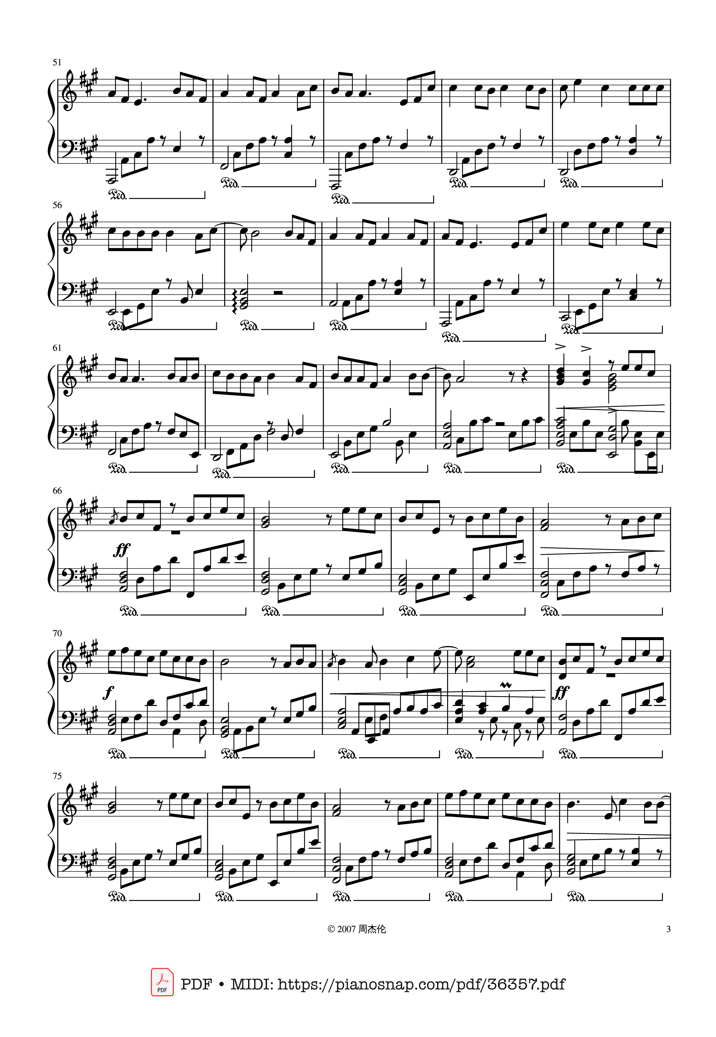 Page 3 of Sheet music PDF Piano 青花瓷 (Blue and White Porcelain) Piano - 周杰伦
