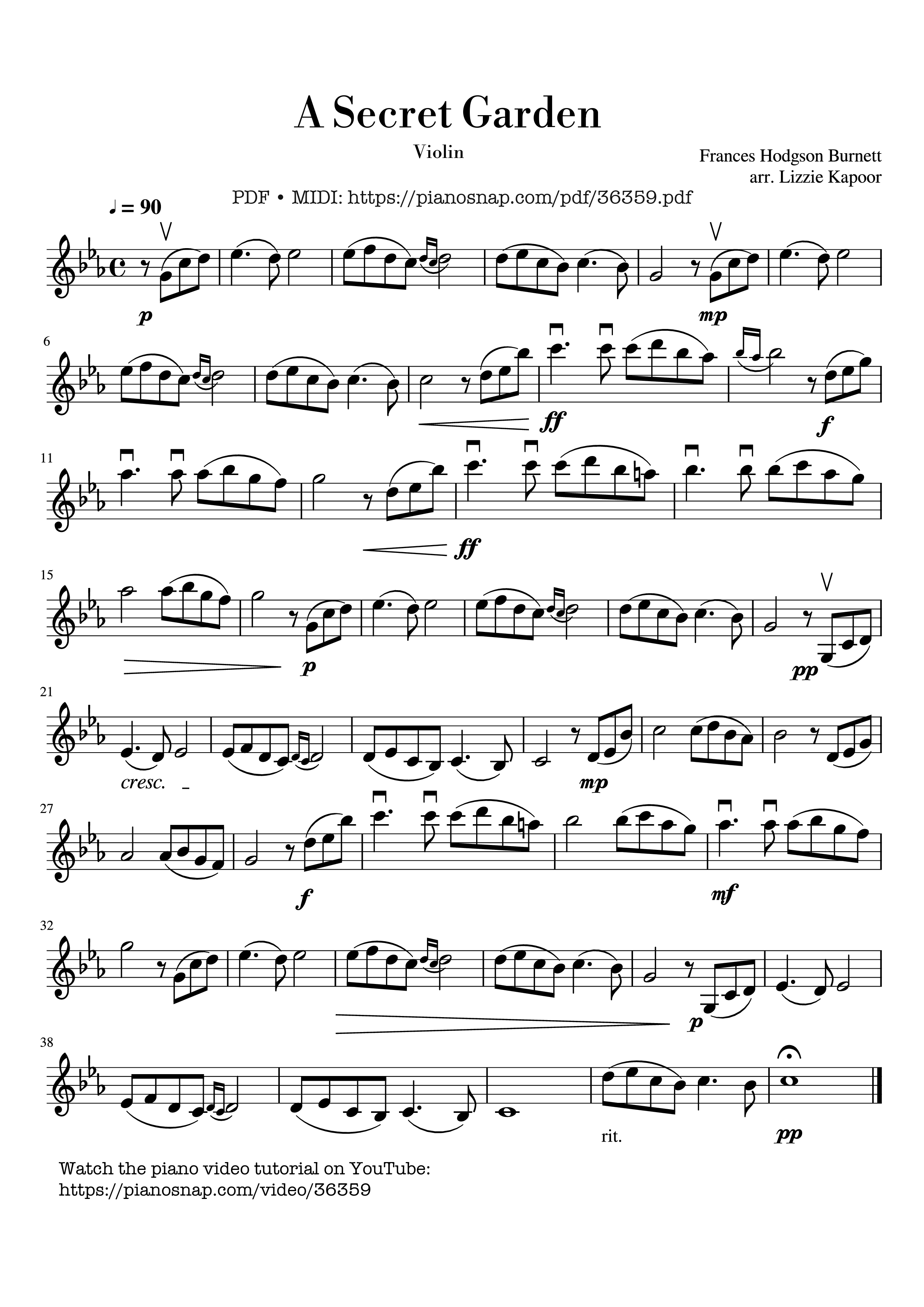 Page 1 of Sheet music PDF A Secret Garden Violin - Frances Hodgson Burnett