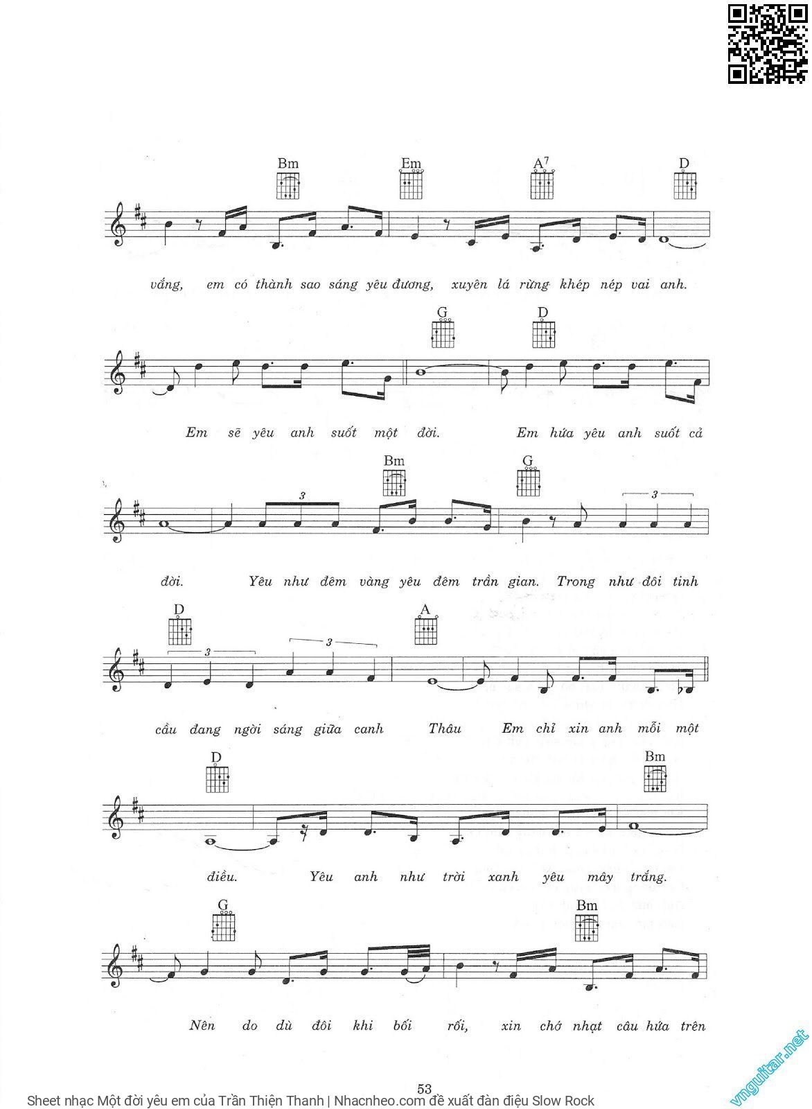 Page 2 of Sheet music PDF Một đời yêu em - Trần Thiện Thanh