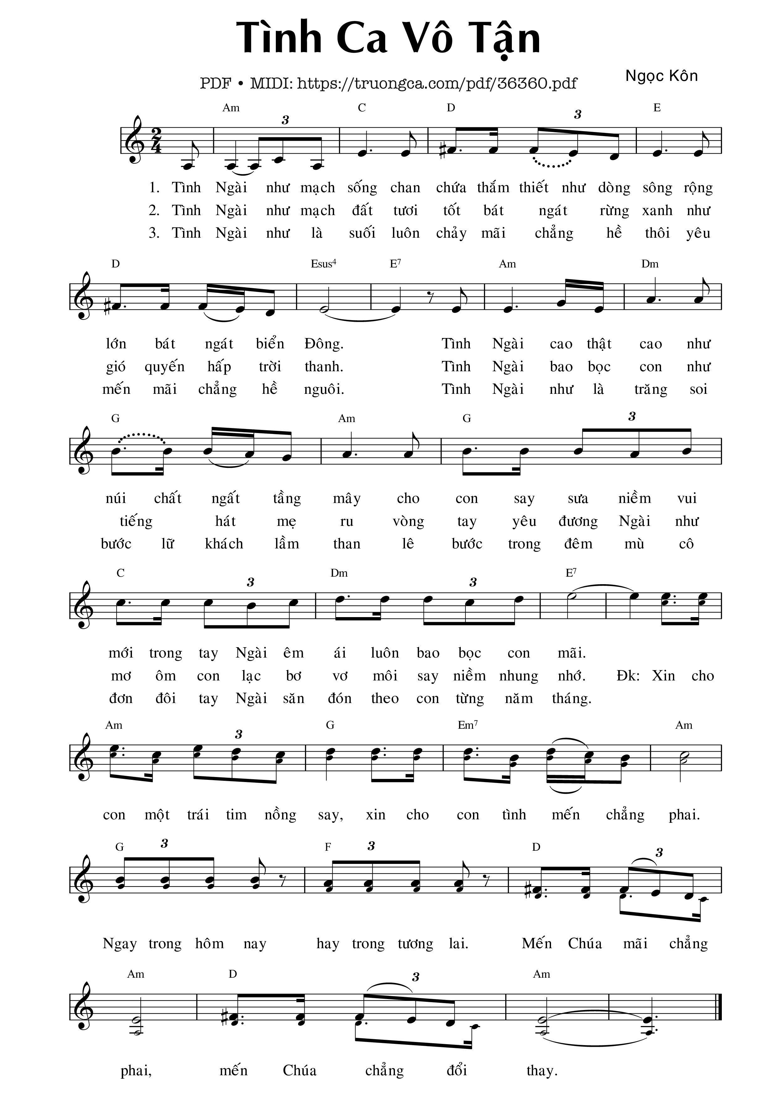 Page 1 of Sheet music PDF Tình ca vô tận - Ngọc Kôn