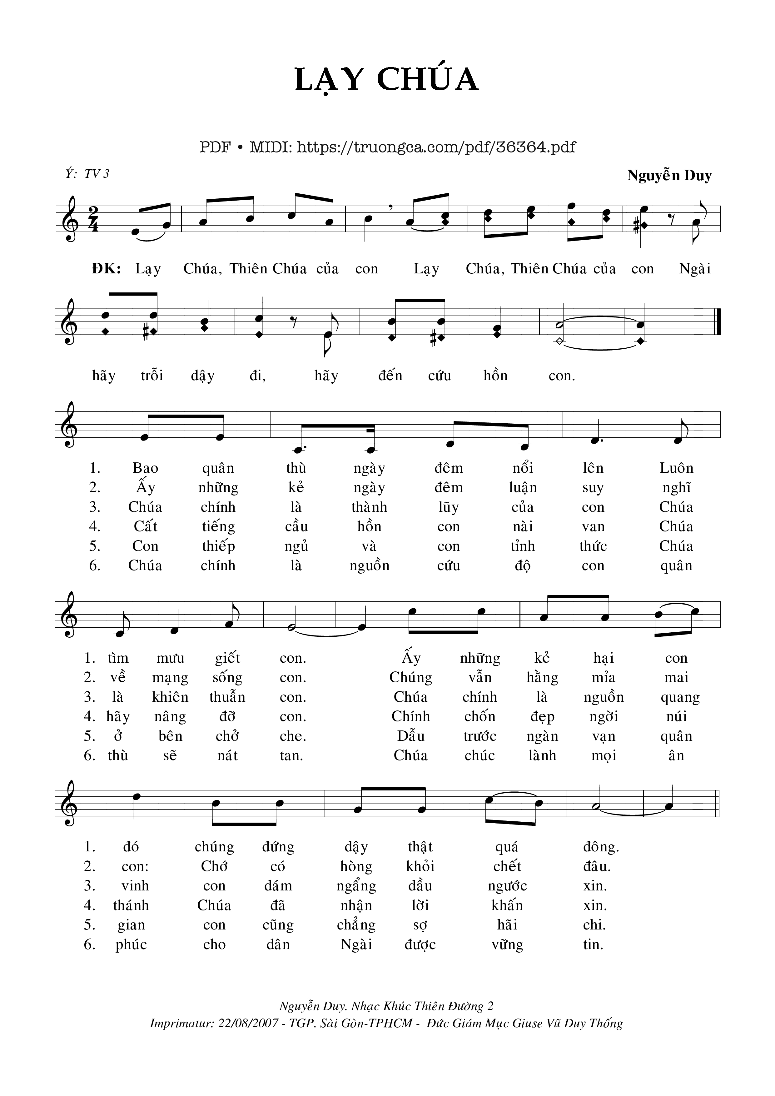 Page 1 of Sheet music PDF Thánh Vịnh 3, Lạy Chúa - Nguyễn Duy
