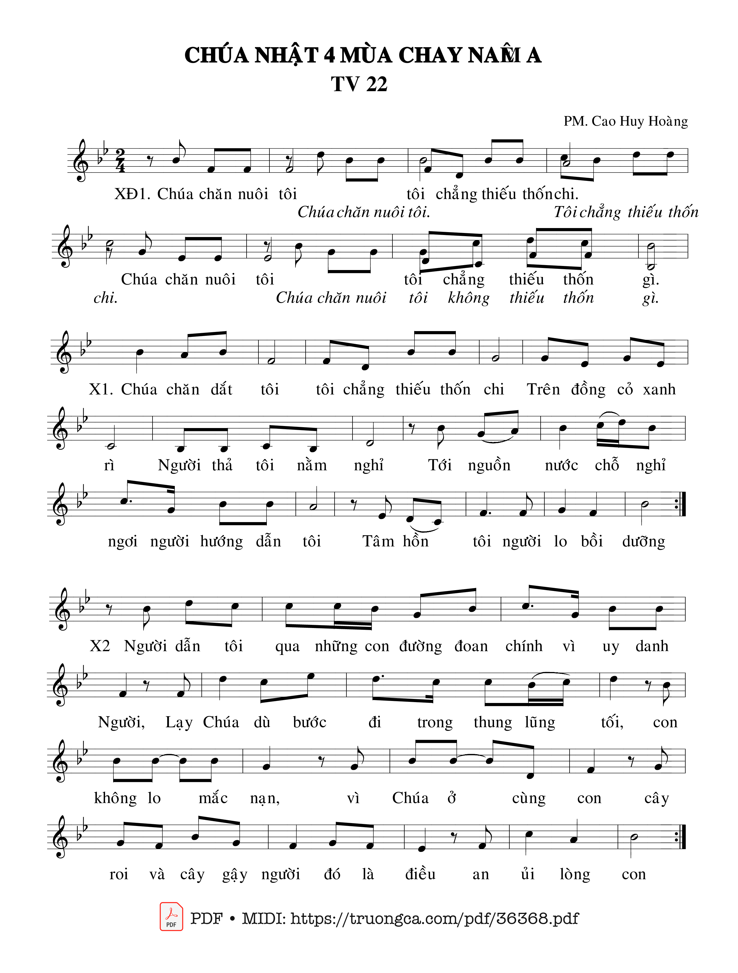 Page 1 of Sheet music PDF Thánh Vịnh 22, Chúa Nhật 4A Mùa Chay - Cao Huy Hoàng