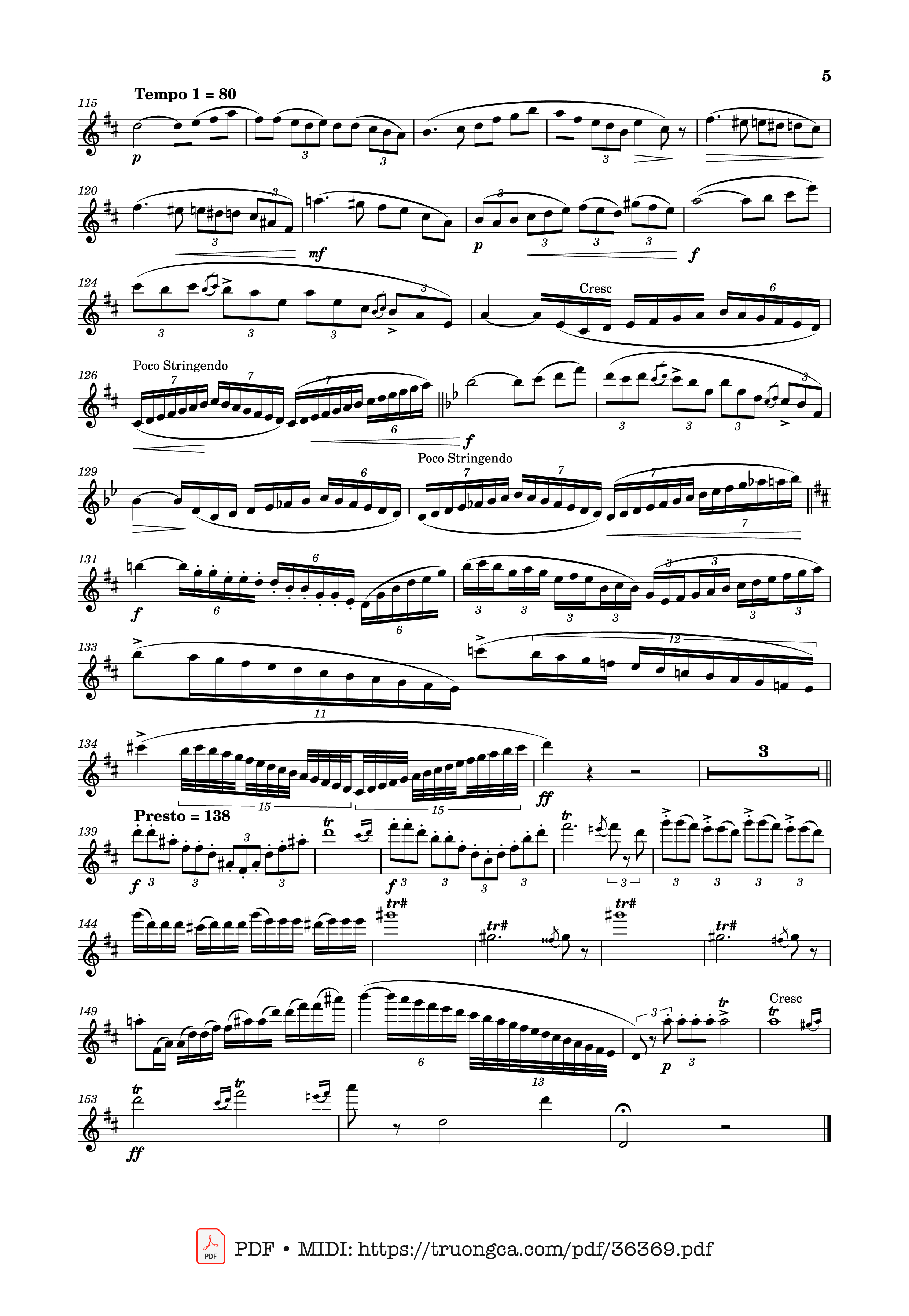 Page 5 of Sheet music PDF Concertino for Flute Op.107 - Cecile Chaminade