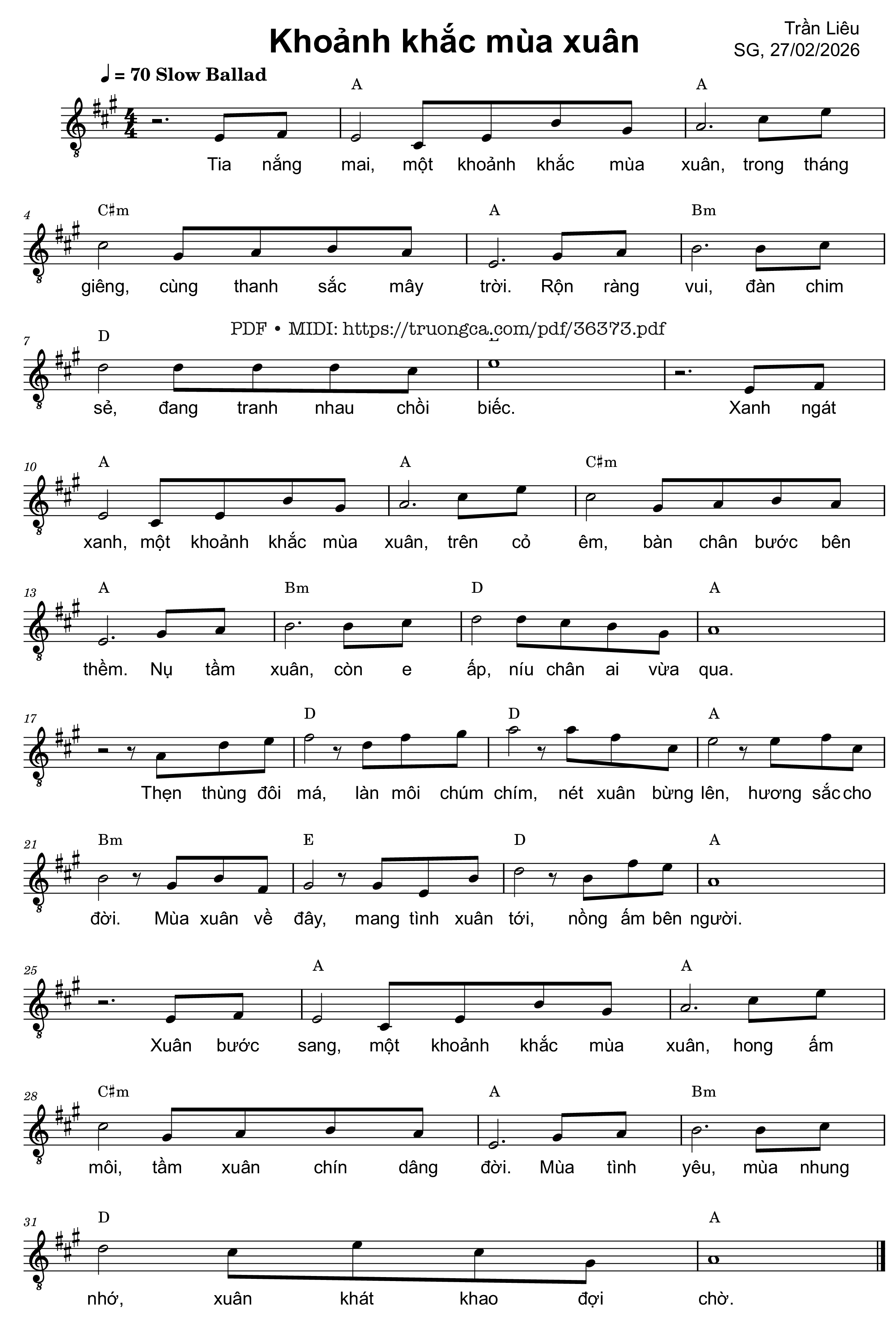 Page 1 of Sheet music PDF Khoảnh khắc mùa xuân - Trần Liêu