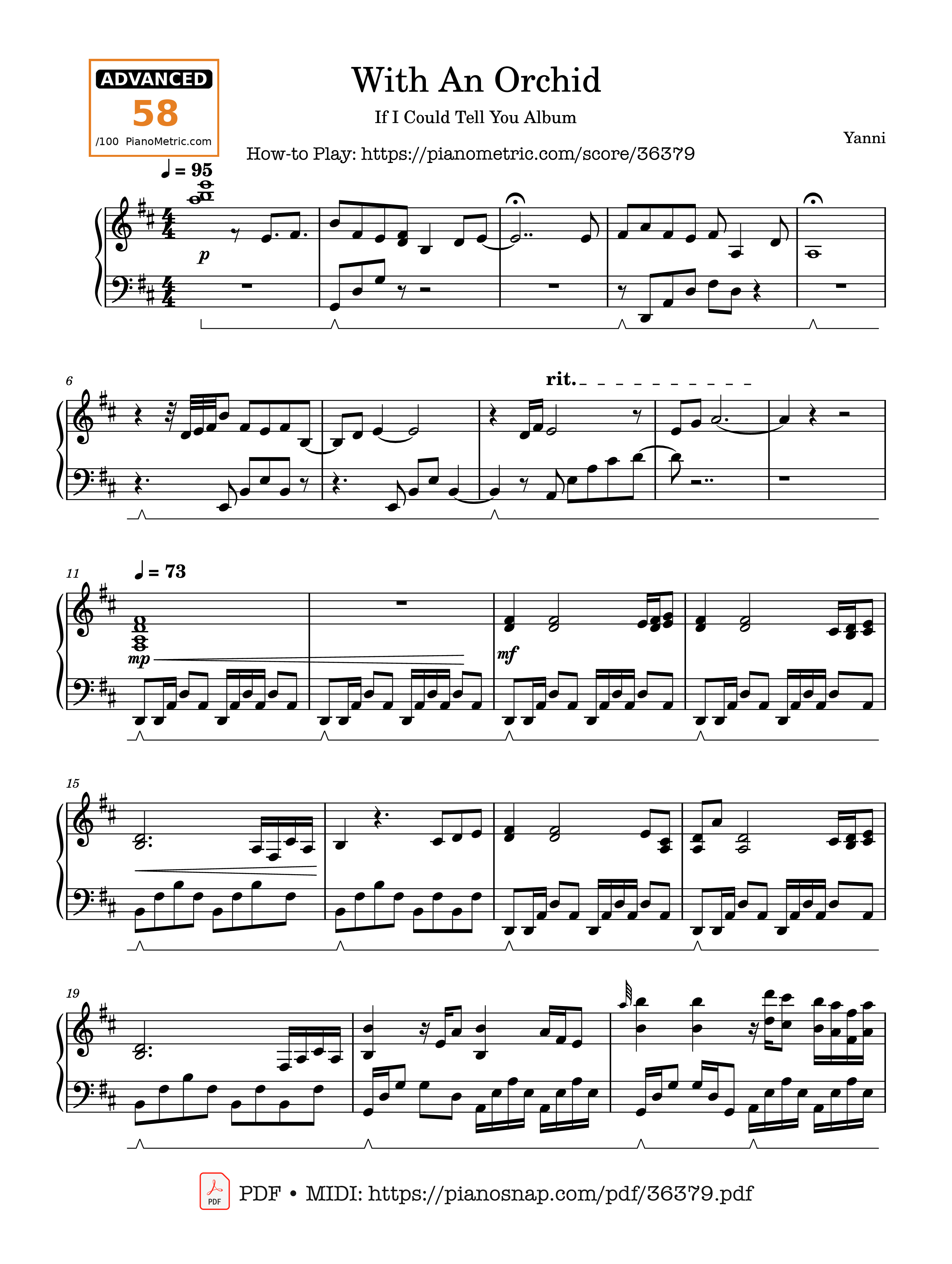 Page 1 of Sheet music PDF Piano With An Orchid - Yanni