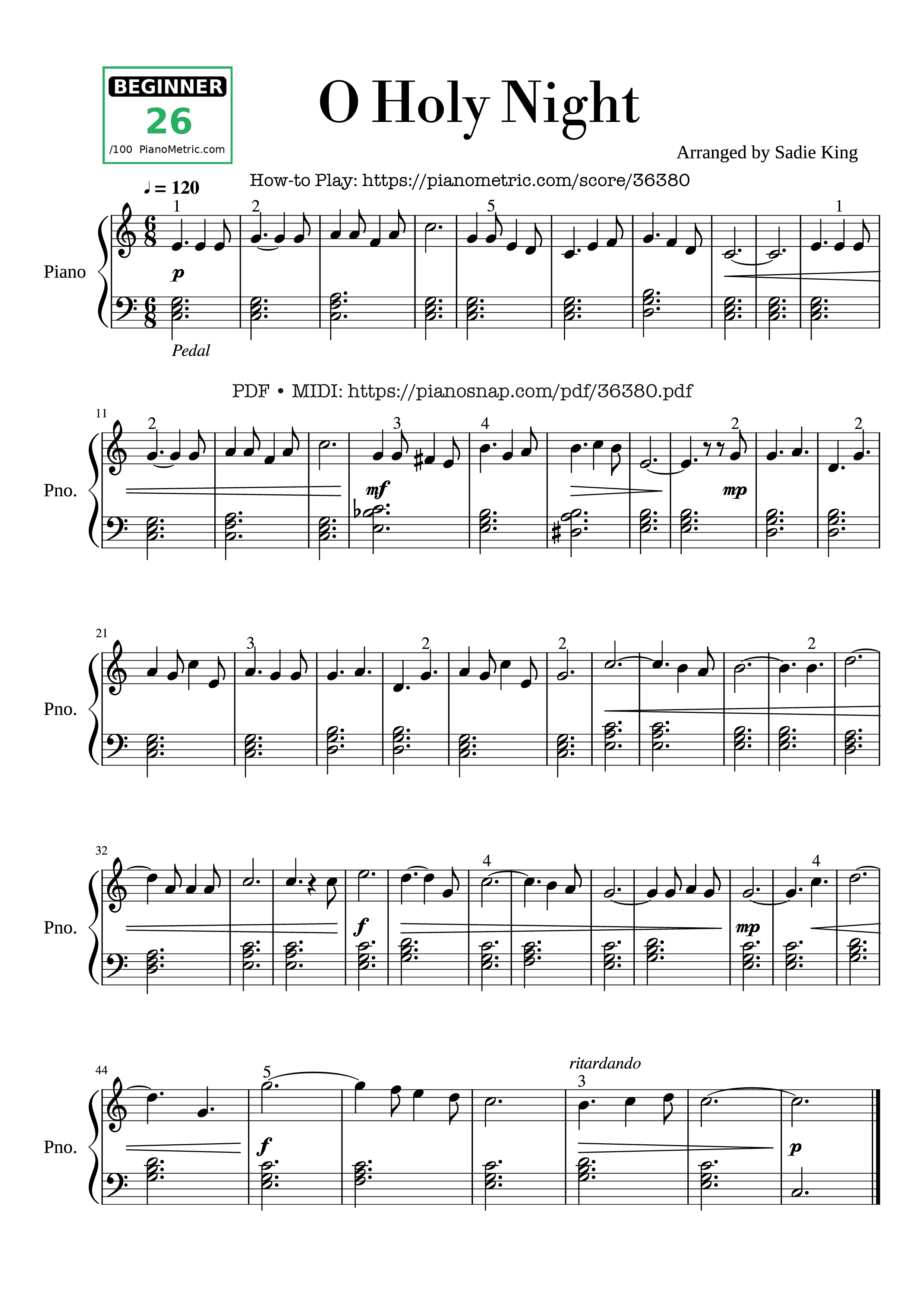 Page 1 of Sheet music PDF O Holy Night - Easy Piano - Placide Cappeau