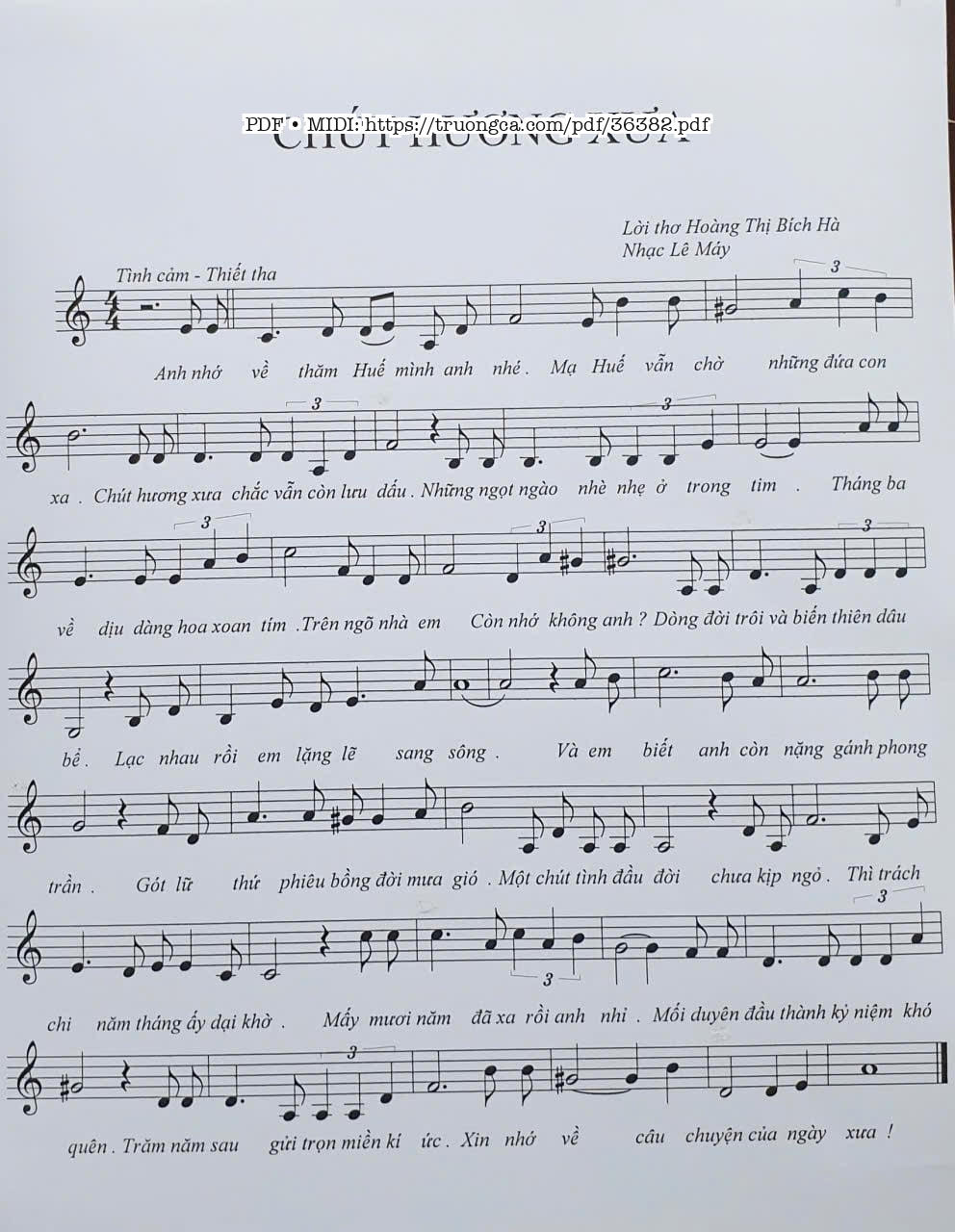 Page 1 of Sheet music PDF Chút hương xưa - Lê Mây