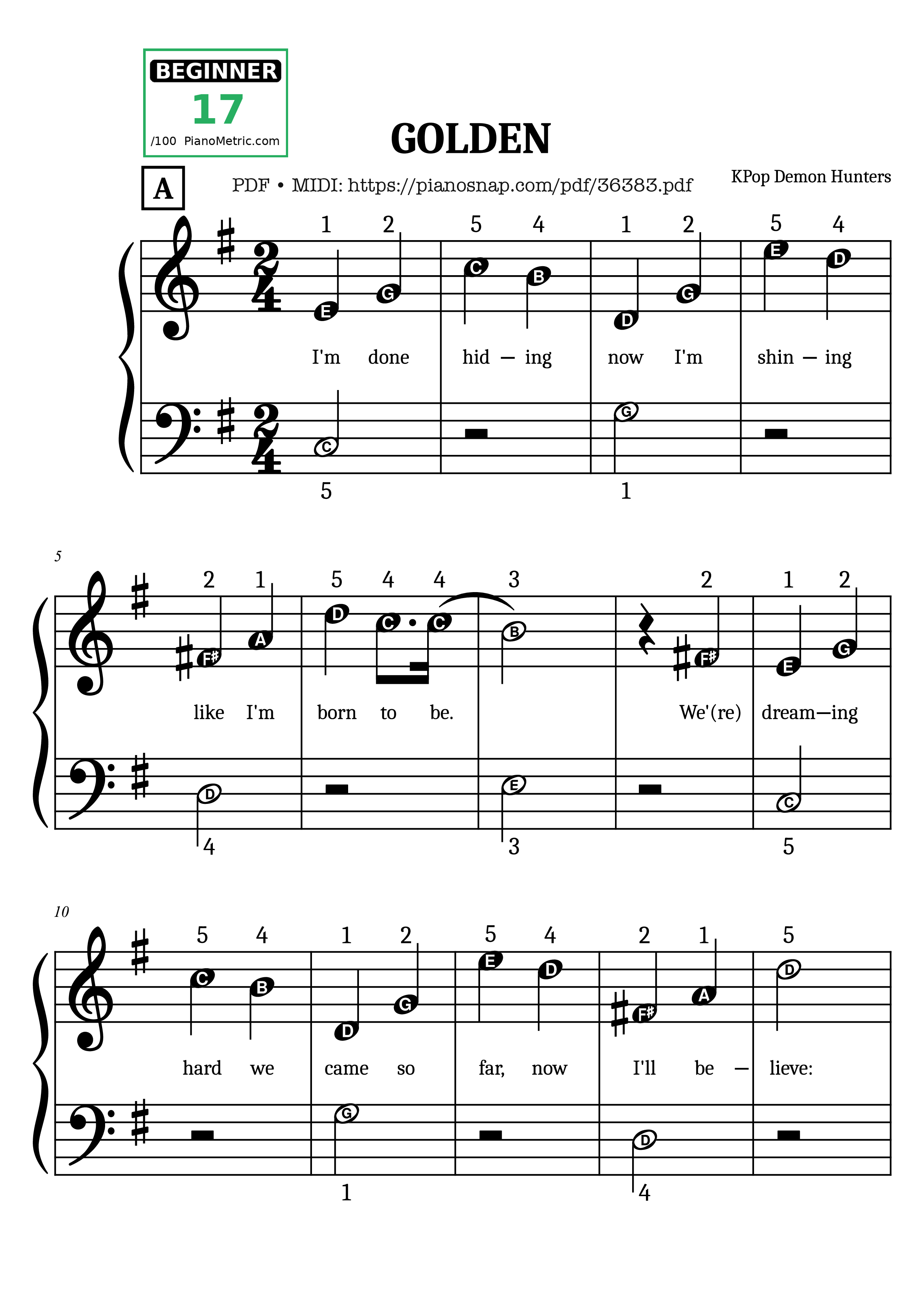 Page 1 of Sheet music PDF Piano Golden (KPop Demon Hunters) Simplified Piano - KPop Demon Hunters