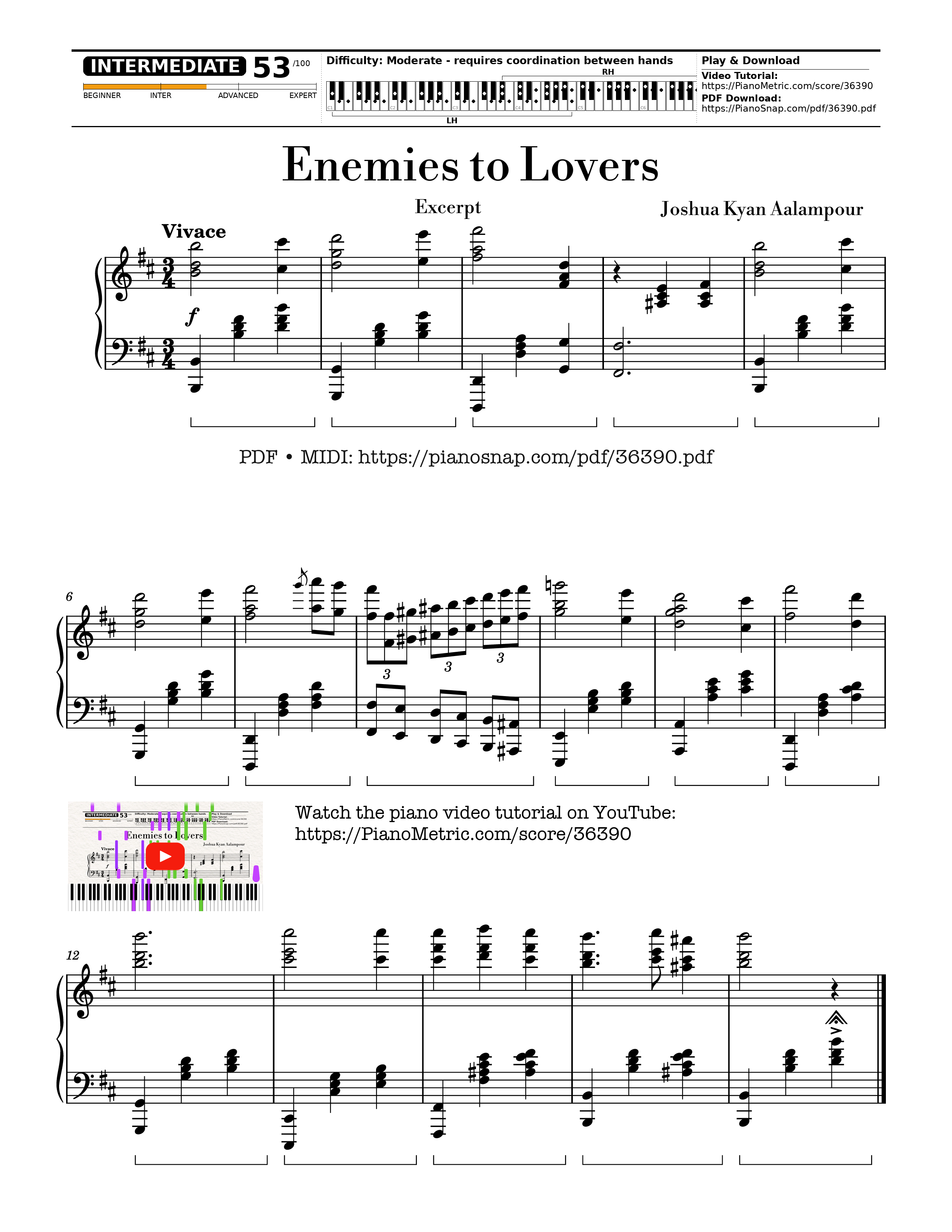 Page 1 of Sheet music PDF Piano Enemies to Lovers Excerpt Piano - Joshua Kyan Aalampour