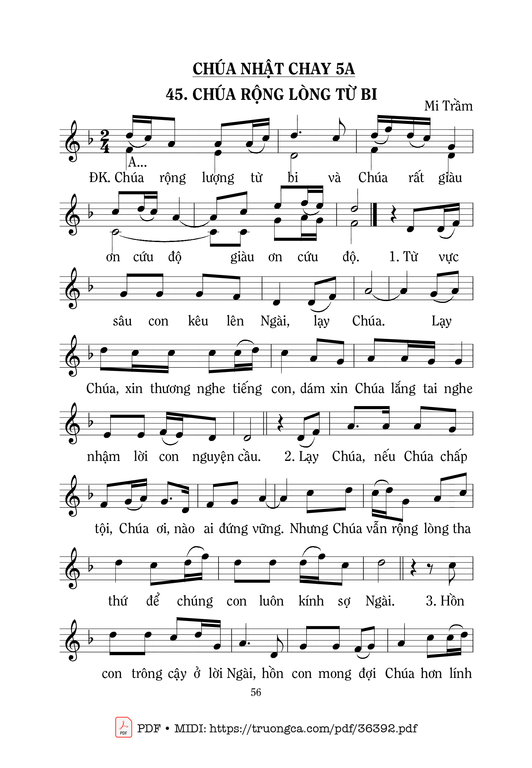 Page 1 of Sheet music PDF Chúa Rộng Lượng Từ Bi - Mi Trầm