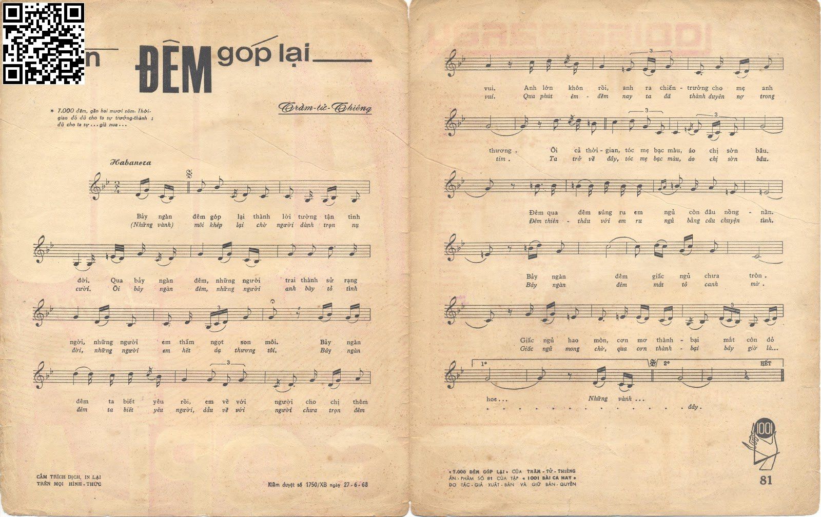 Page 2 of Sheet music PDF Bảy ngàn đêm góp lại - Trầm Tử Thiêng