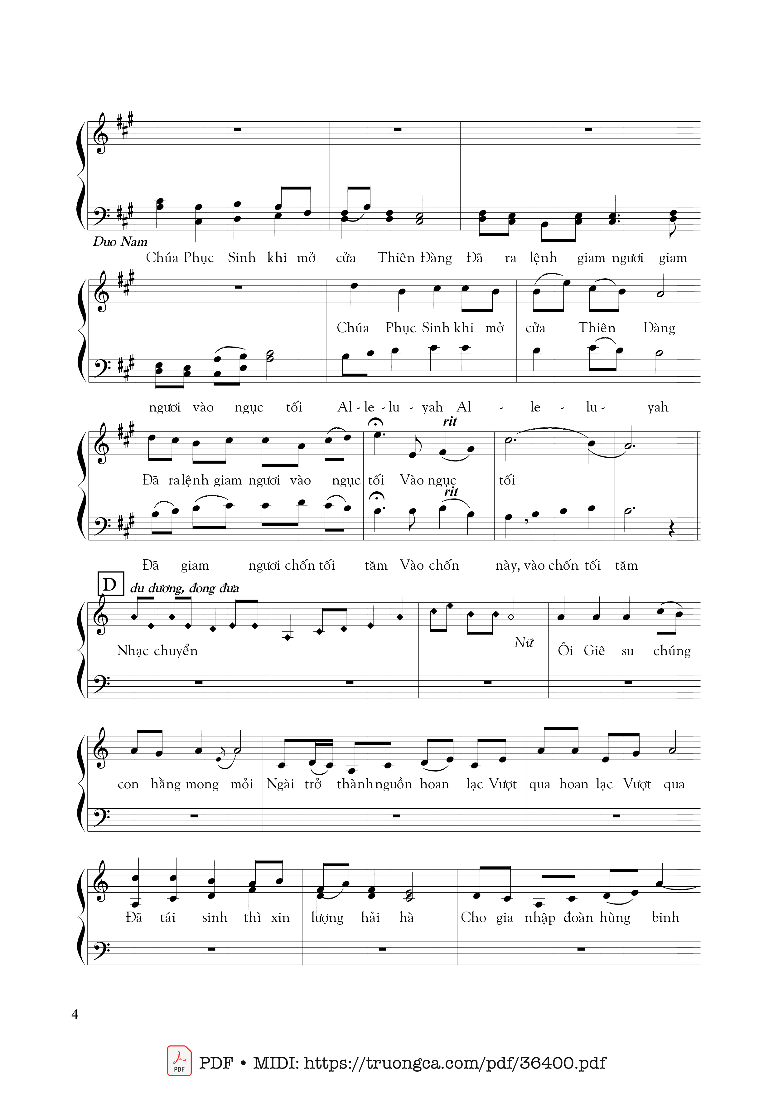Page 4 of Sheet music PDF Trường Ca Phục Sinh - Hùng Lân