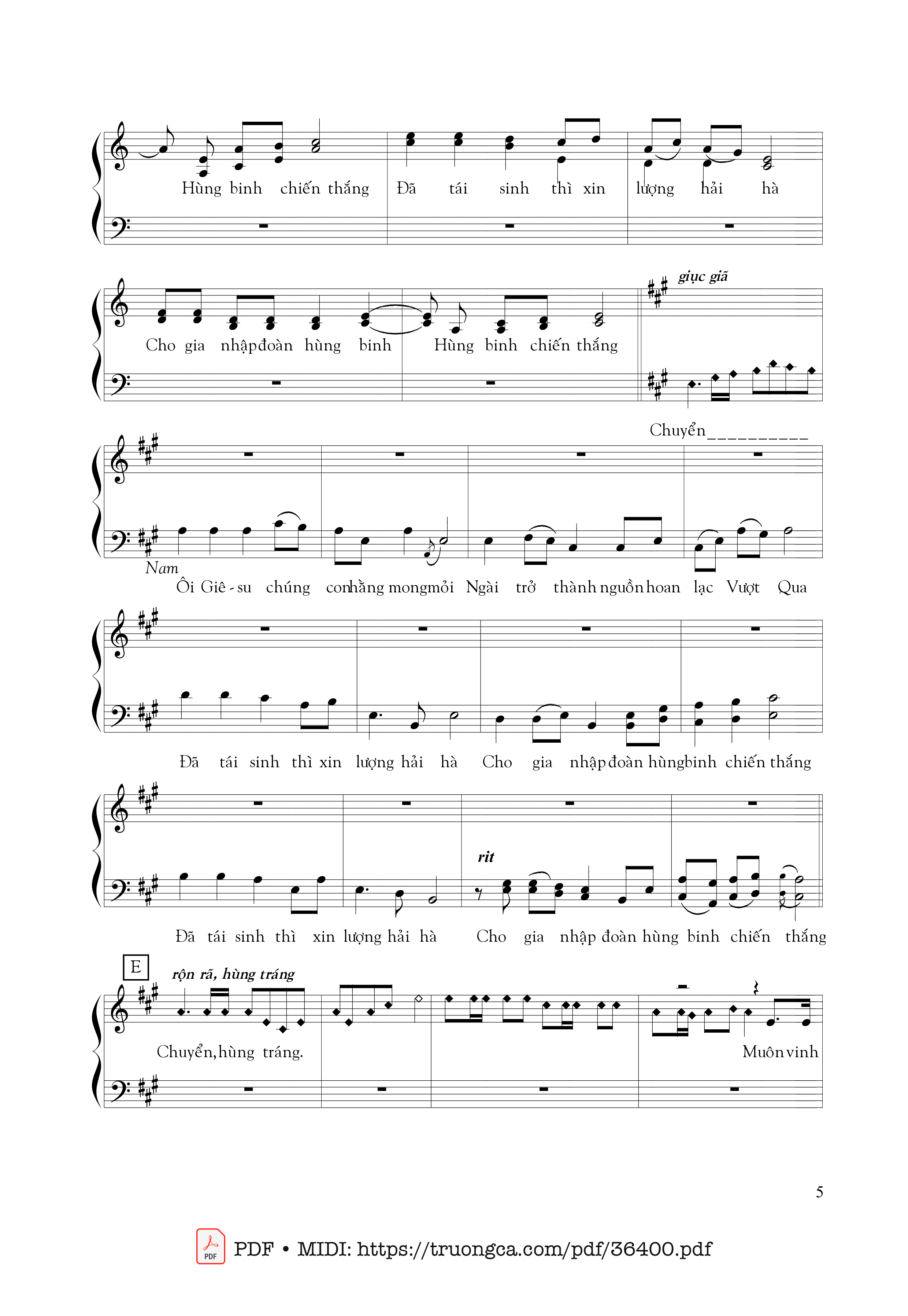 Page 5 of Sheet music PDF Trường Ca Phục Sinh - Hùng Lân