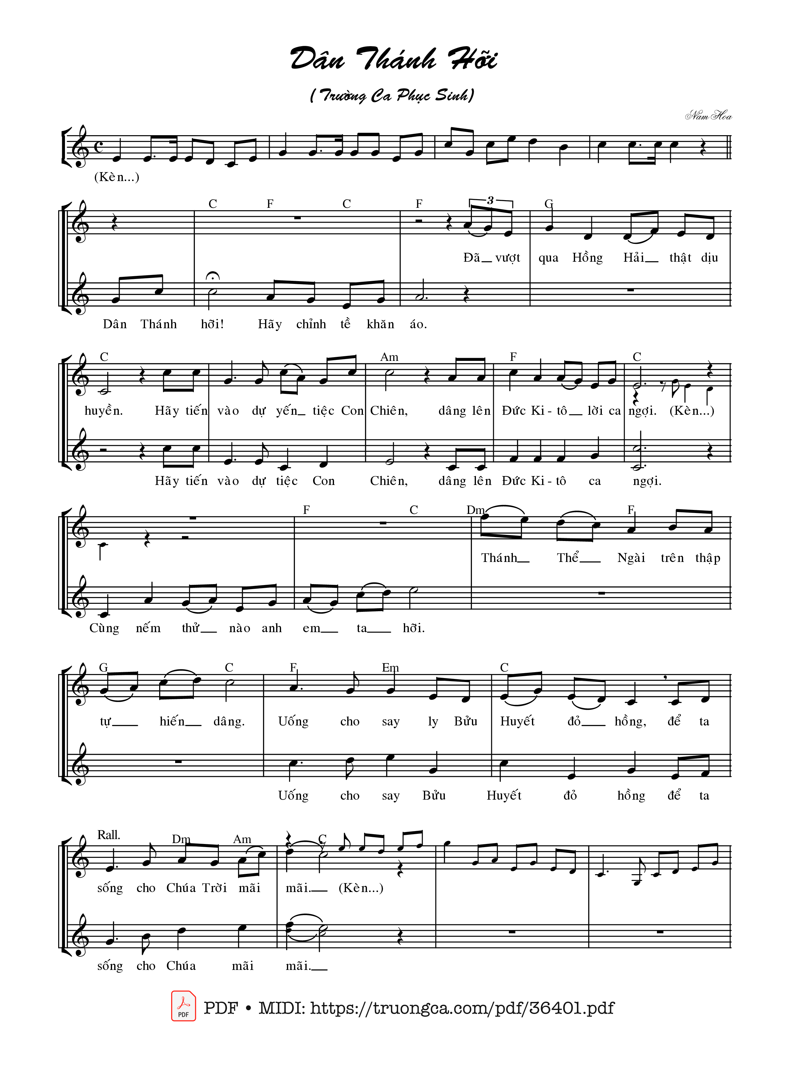 Page 1 of Sheet music PDF Dân Thánh Hỡi, Trường Ca Phục Sinh (4 bè) - Hùng Lân