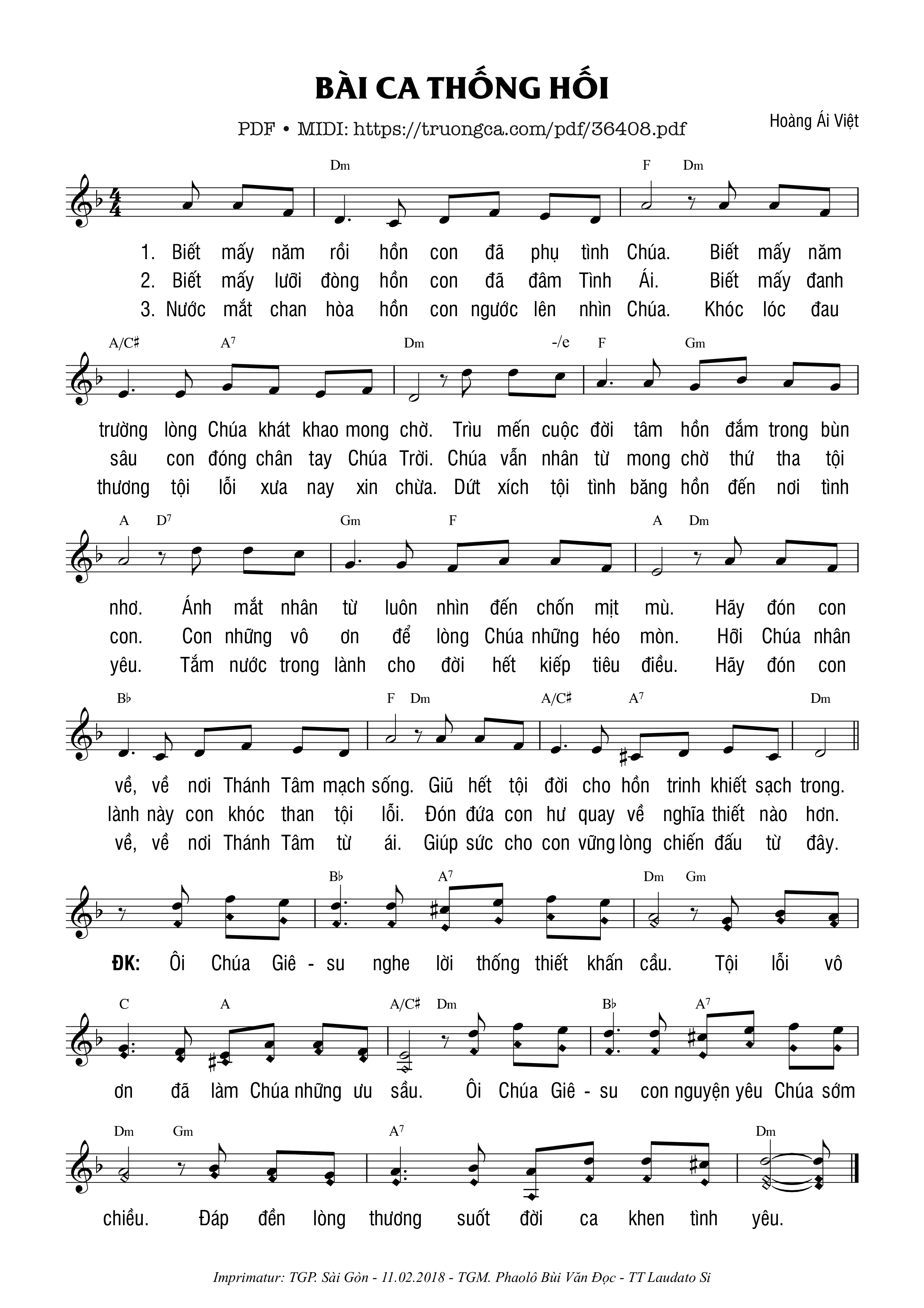 Page 1 of Sheet music PDF Bài Ca Thống Hối - Hoàng Ái Việt