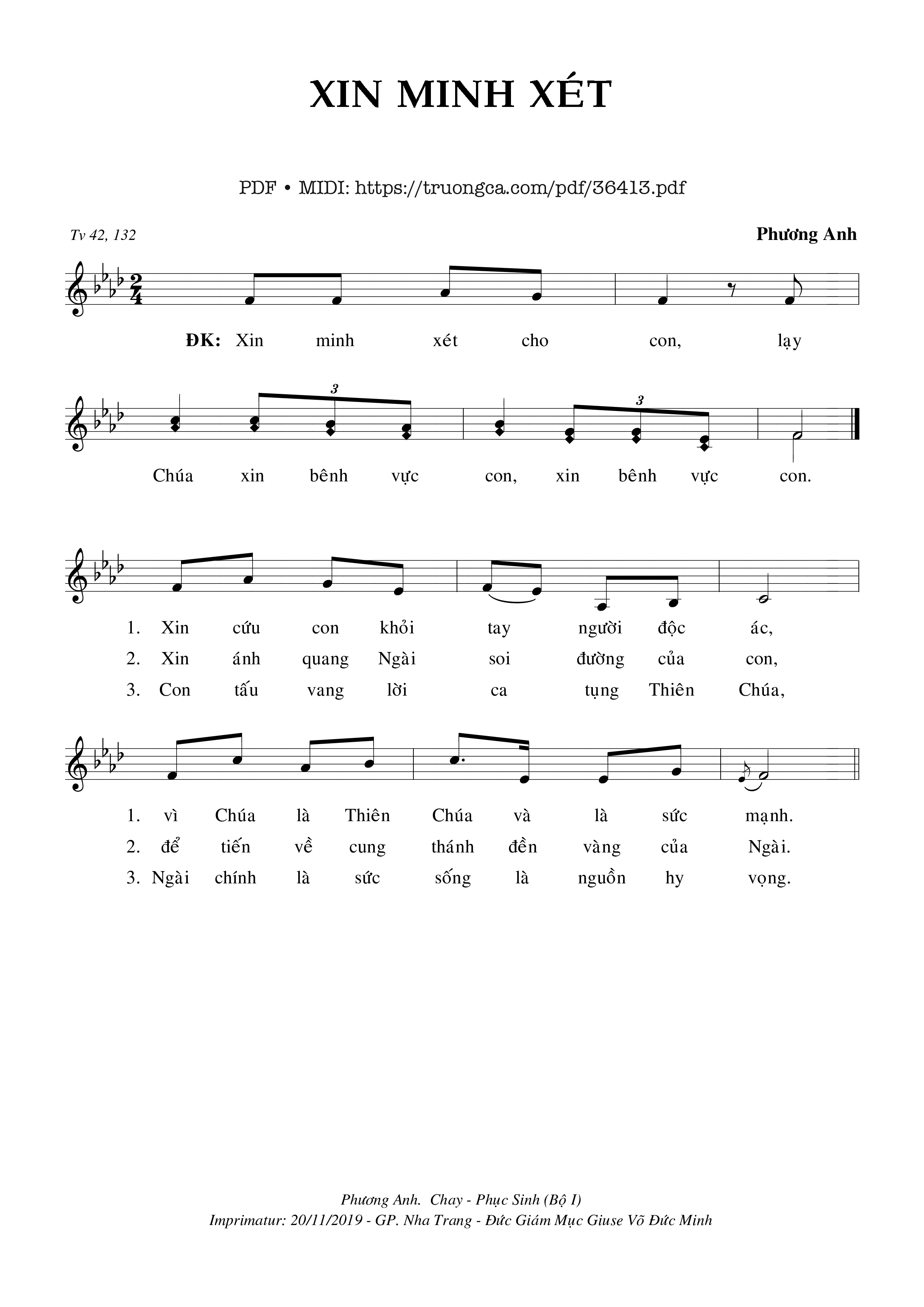 Page 1 of Sheet music PDF Xin Minh Xét - Phương Anh