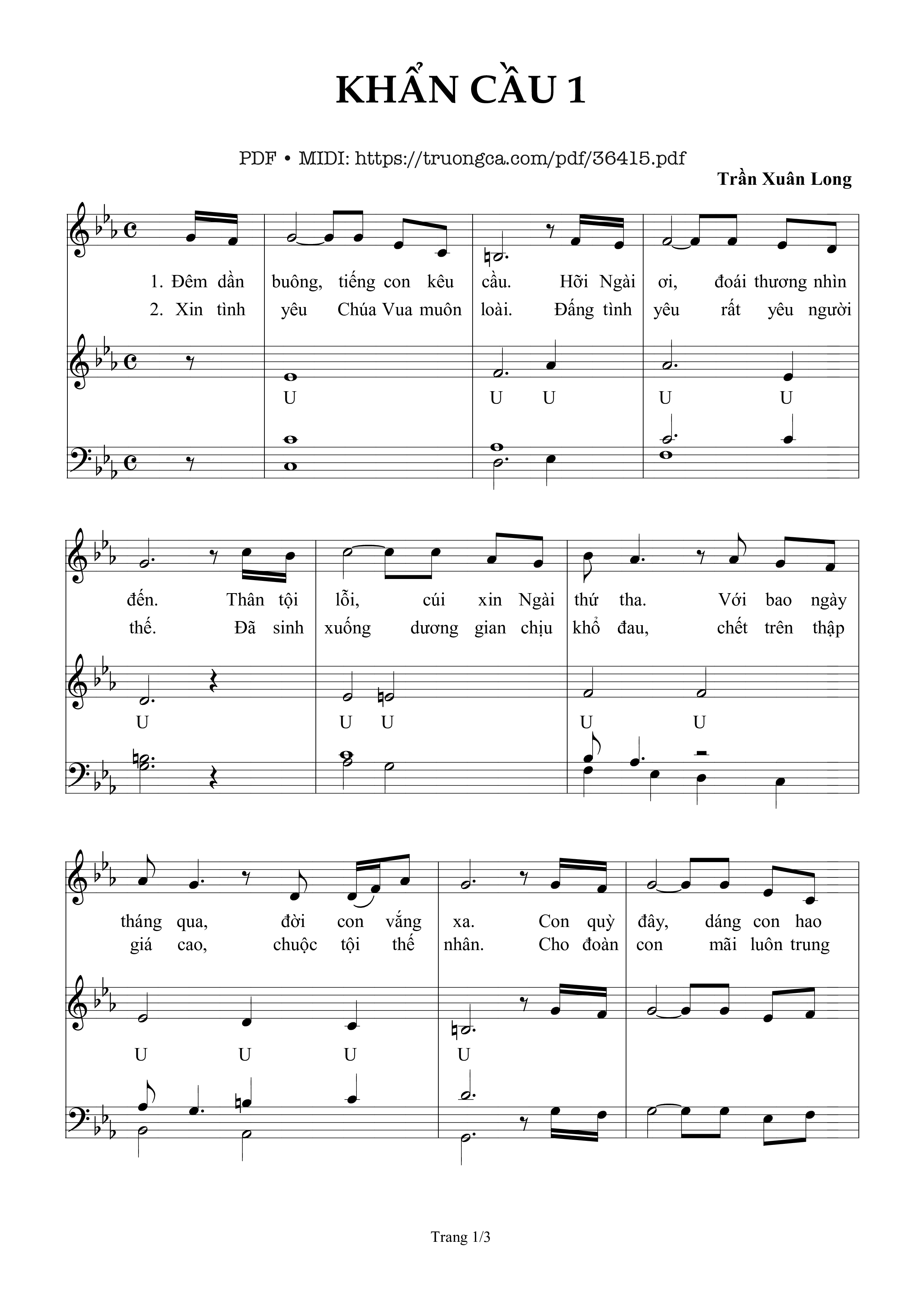 Page 1 of Sheet music PDF Khẩn Cầu 1 - Trần Xuân Long