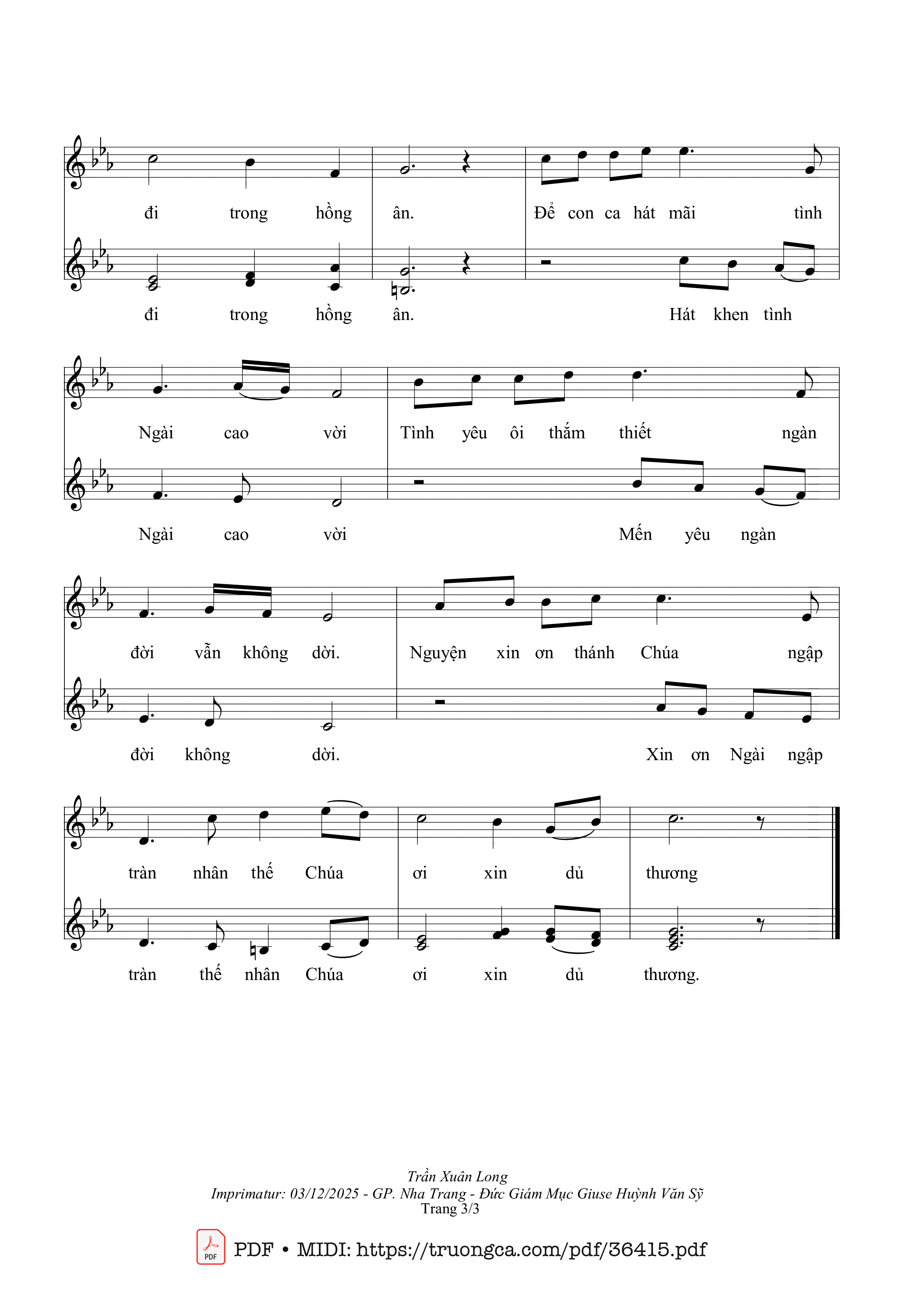 Page 3 of Sheet music PDF Khẩn Cầu 1 - Trần Xuân Long
