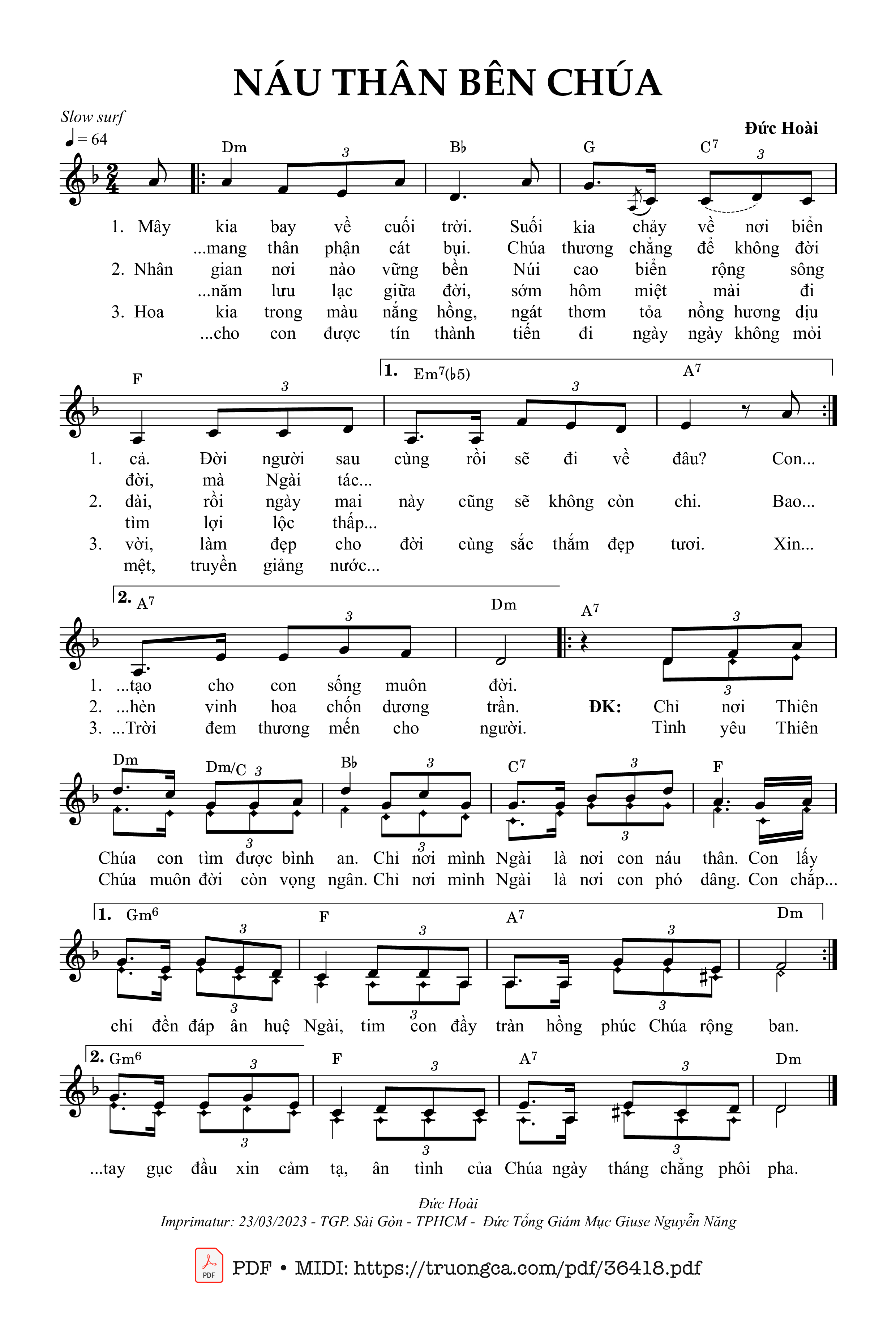 Page 1 of Sheet music PDF Náu Thân Bên Chúa - Đức Hoài