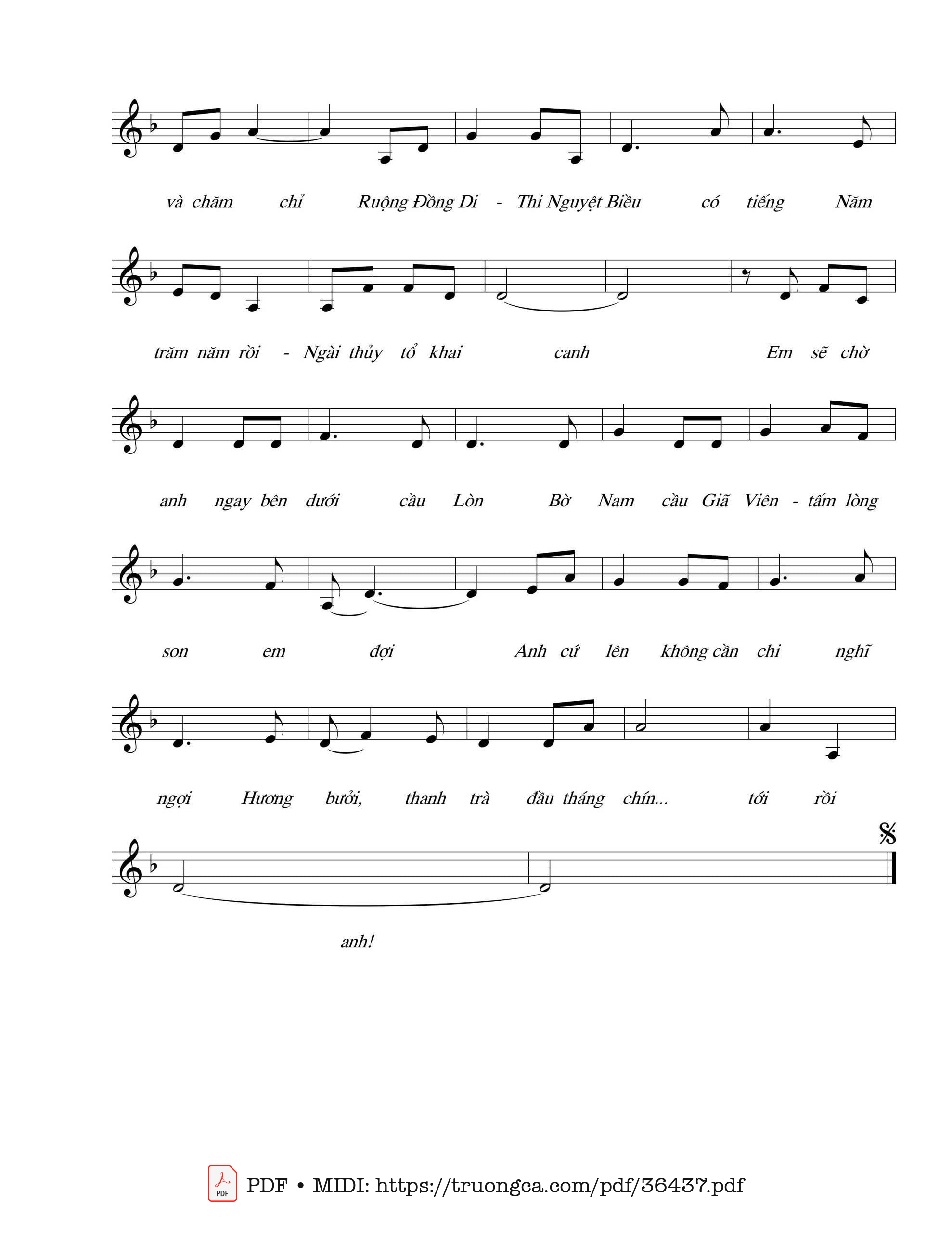Page 2 of Sheet music PDF Thanh trà Nguyệt Biều - Mộc Thiêng