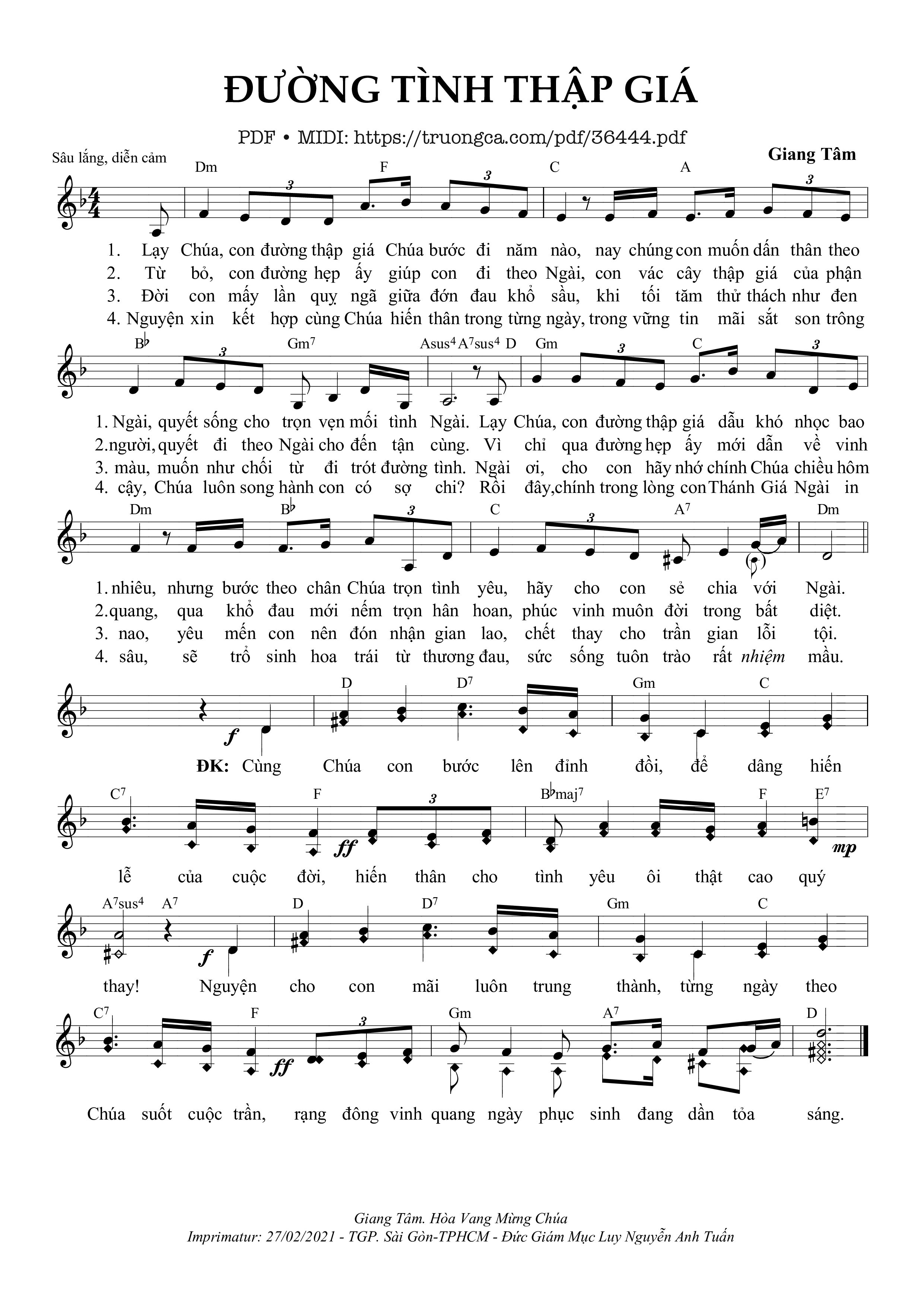 Page 1 of Sheet music PDF Đường Tình Thập Giá - Giang Tâm