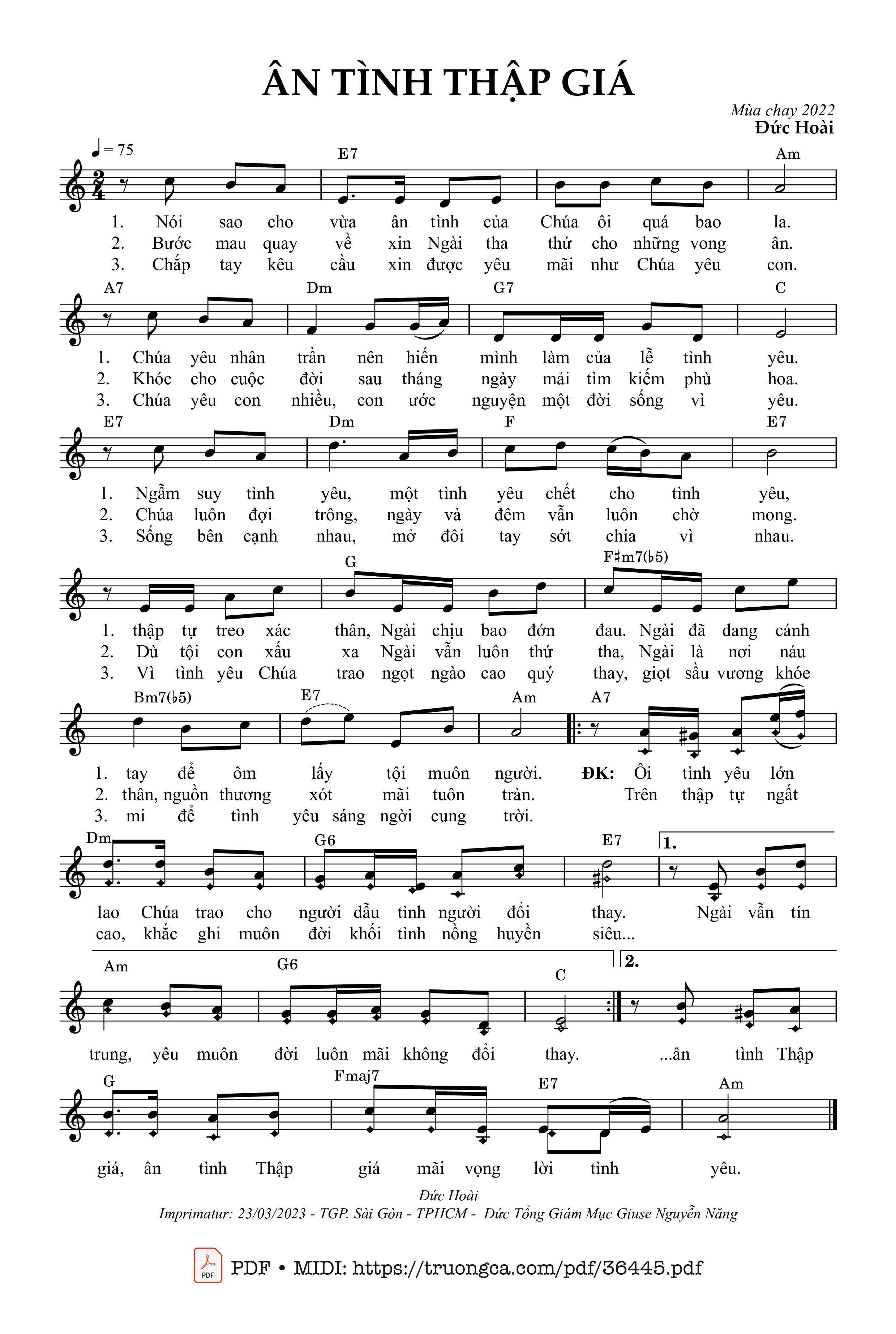 Page 1 of Sheet music PDF Ân Tình Thập Giá - Đức Hoài