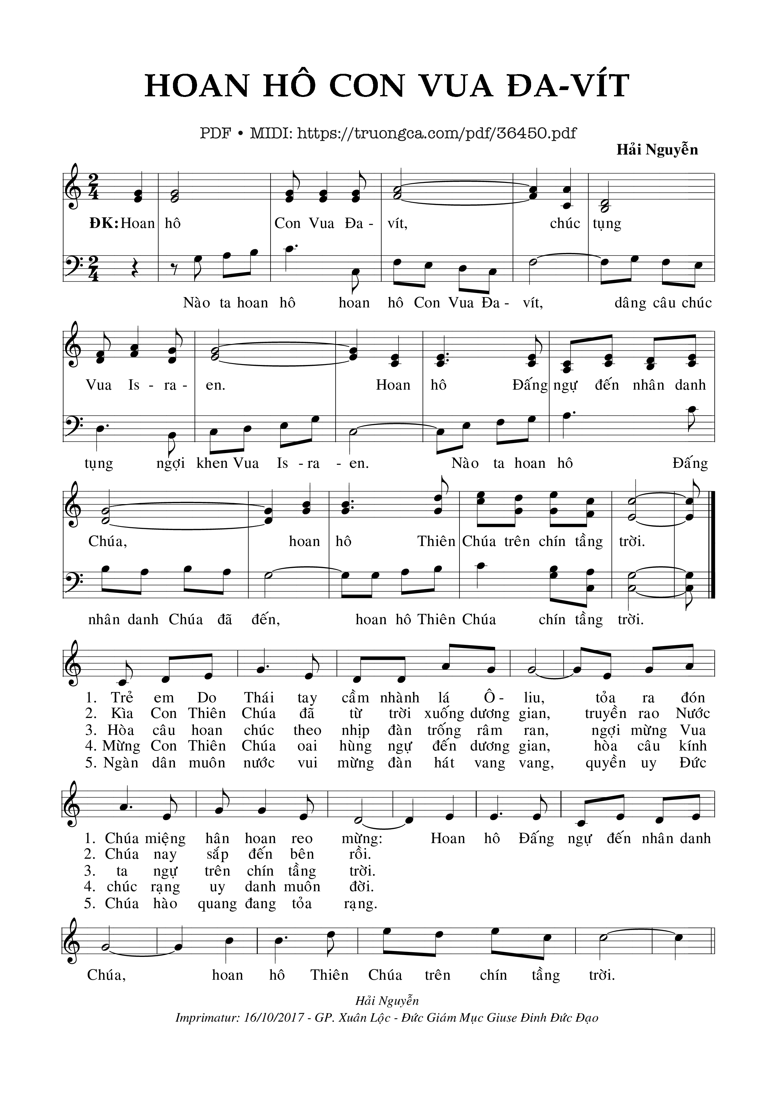 Page 1 of Sheet music PDF Hoan Hô Con Vua Đa-Vít - Hải Nguyễn