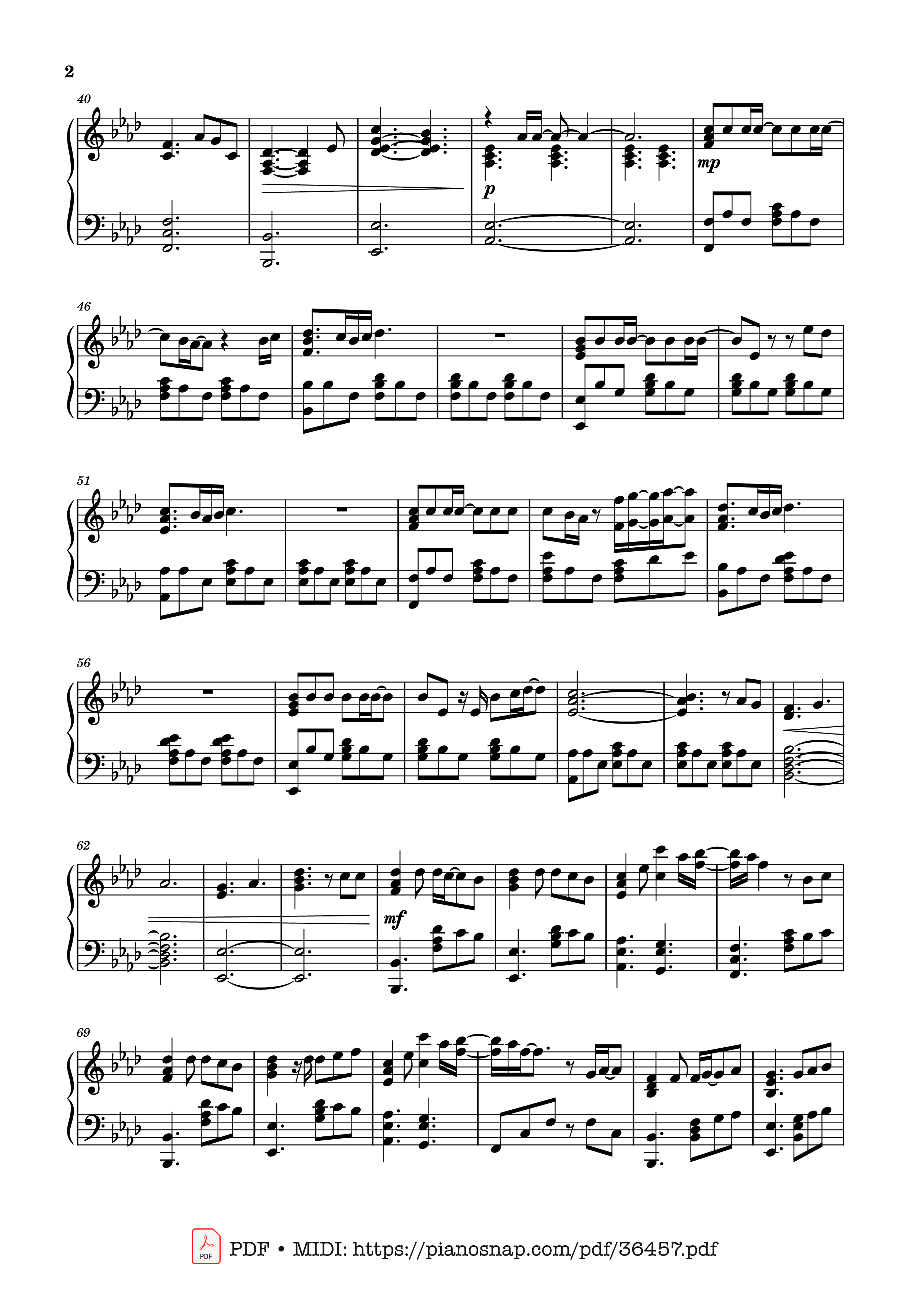 Page 2 of Sheet music PDF Piano Glimpse of Us Piano - Joji