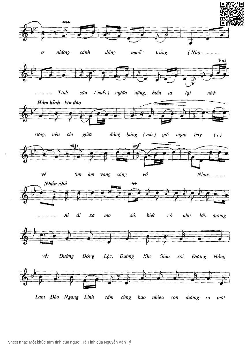 Page 2 of Sheet music PDF Một khúc tâm tình của người Hà Tĩnh - Nguyễn Văn Tý