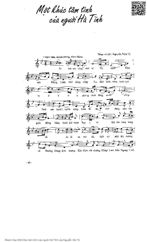 Page 5 of Sheet music PDF Một khúc tâm tình của người Hà Tĩnh - Nguyễn Văn Tý
